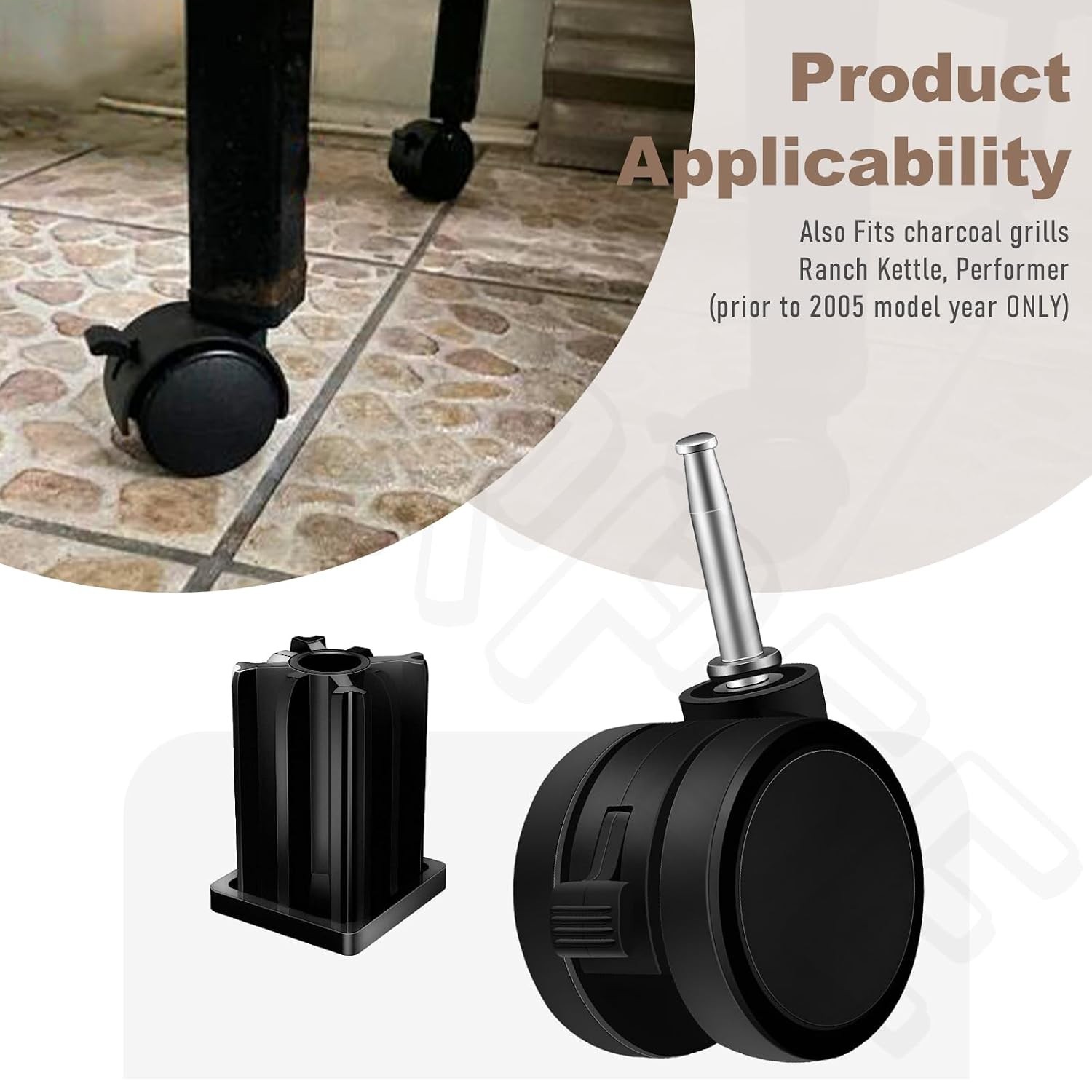 Multi-Surface Gas Grill Caster Wheels with Locking Feature – Fits Weber Models