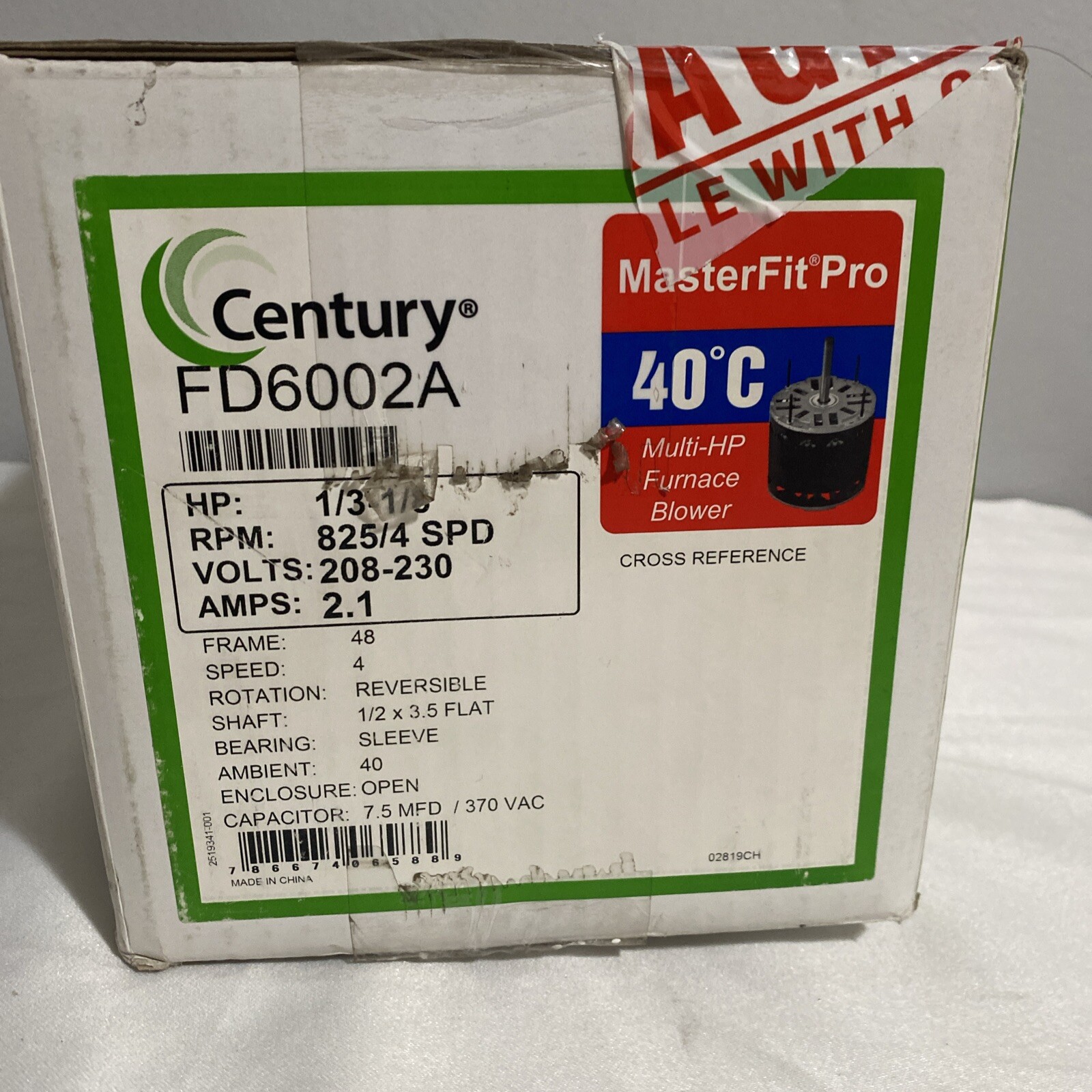 Century Fd6002a Direct Drive Blower Motor,1/3, 1/8Hp