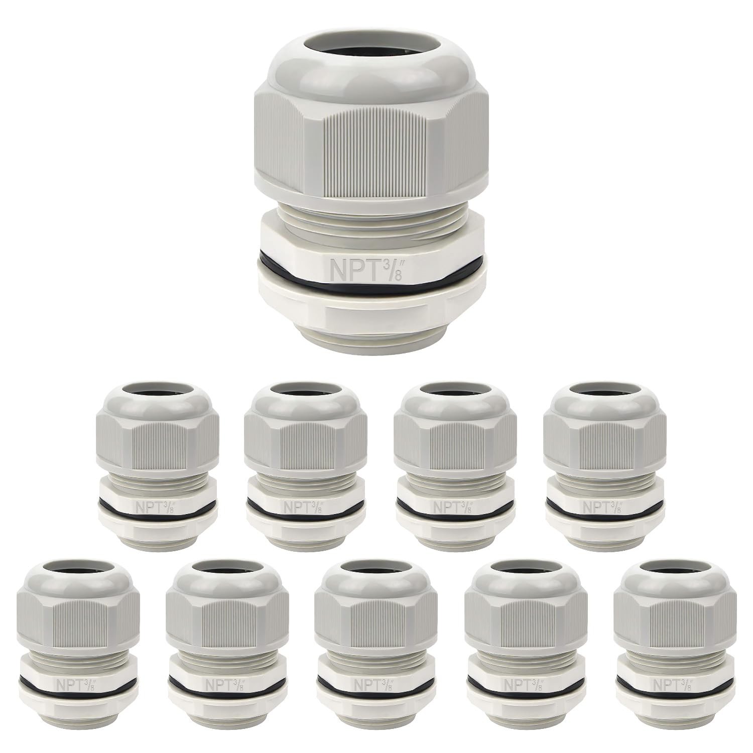 10 Pack NPT 3/8″ Waterproof Adjustable 5-10mm Cable Glands Nylon Joints
