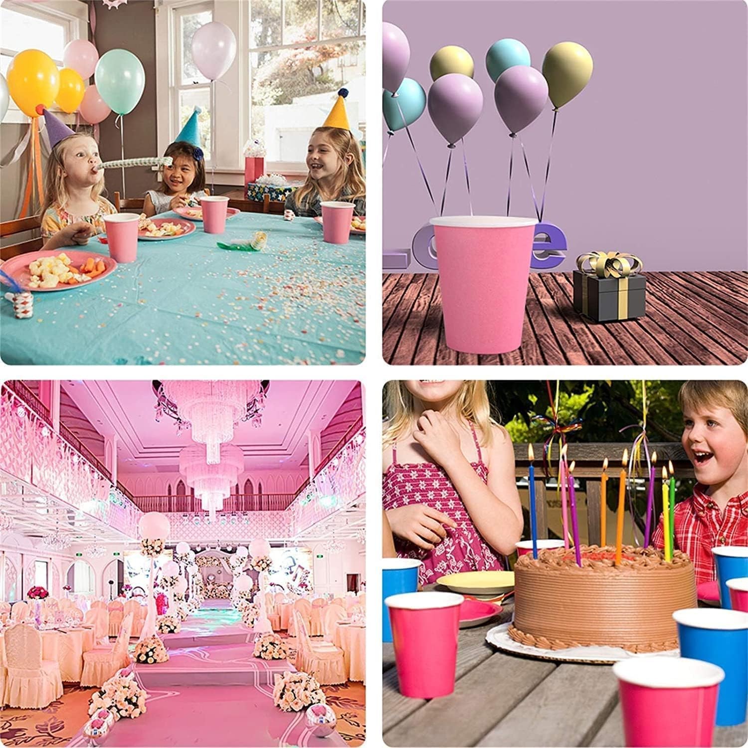 60 Pack Paper Cups, 250ml Multicoloured Party Cups Biodegradable Disposable…