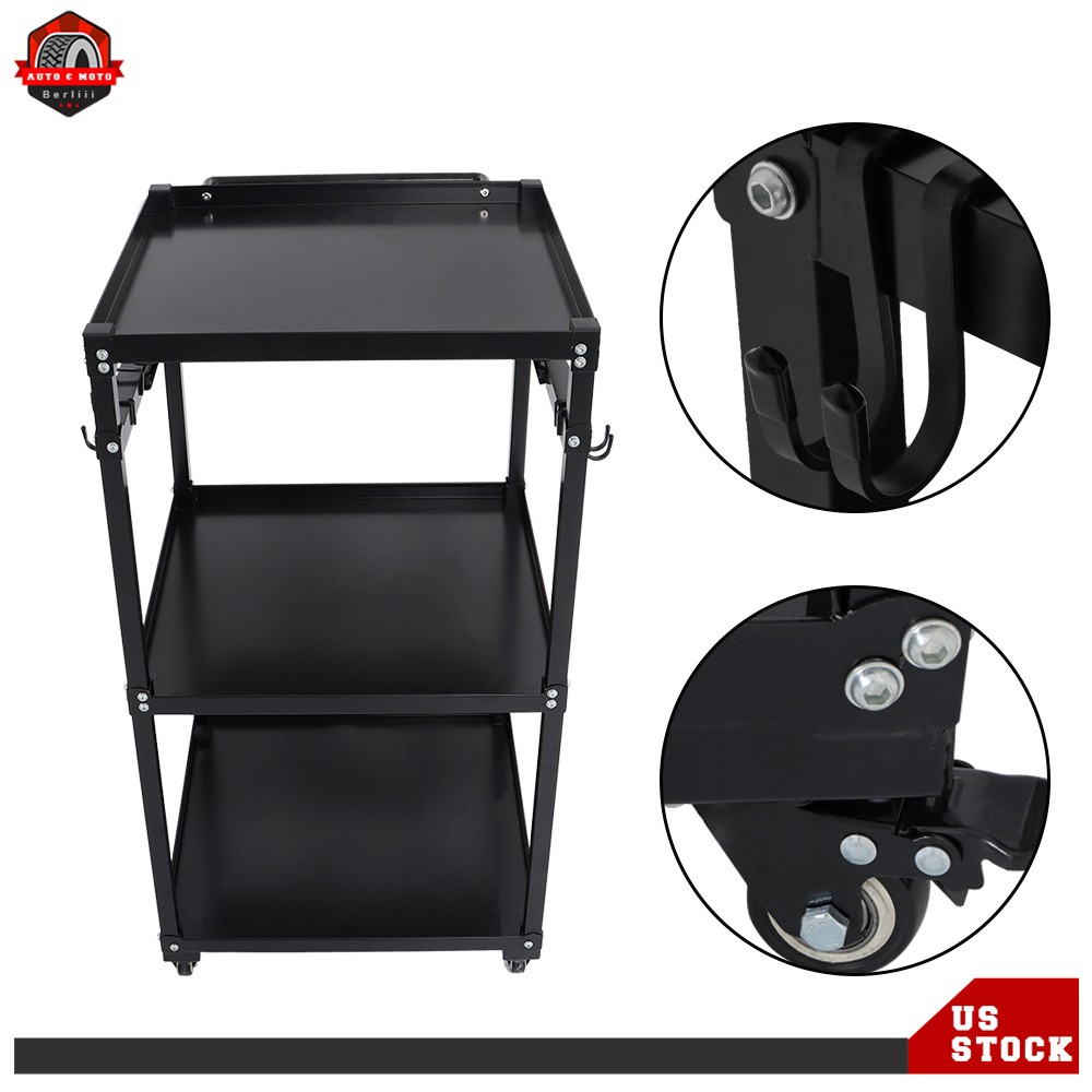 3-layers Av Cart Rolling Projector Cart Shelf Laptop Printer Storage Cabinet