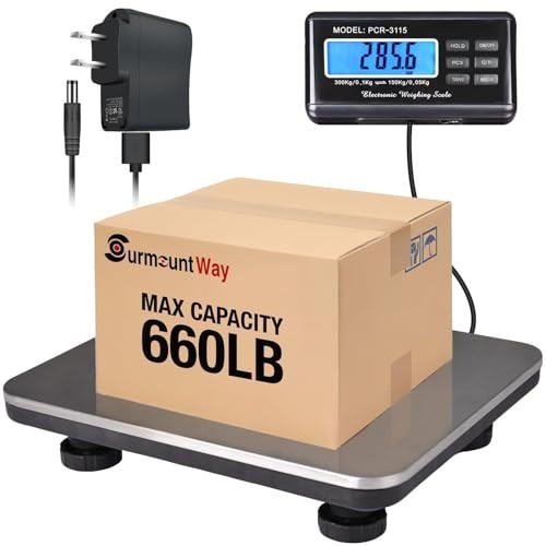 Digital Shipping Scale 660lb 0.2lb LCD Stainless Steel Platform Backlit Display
