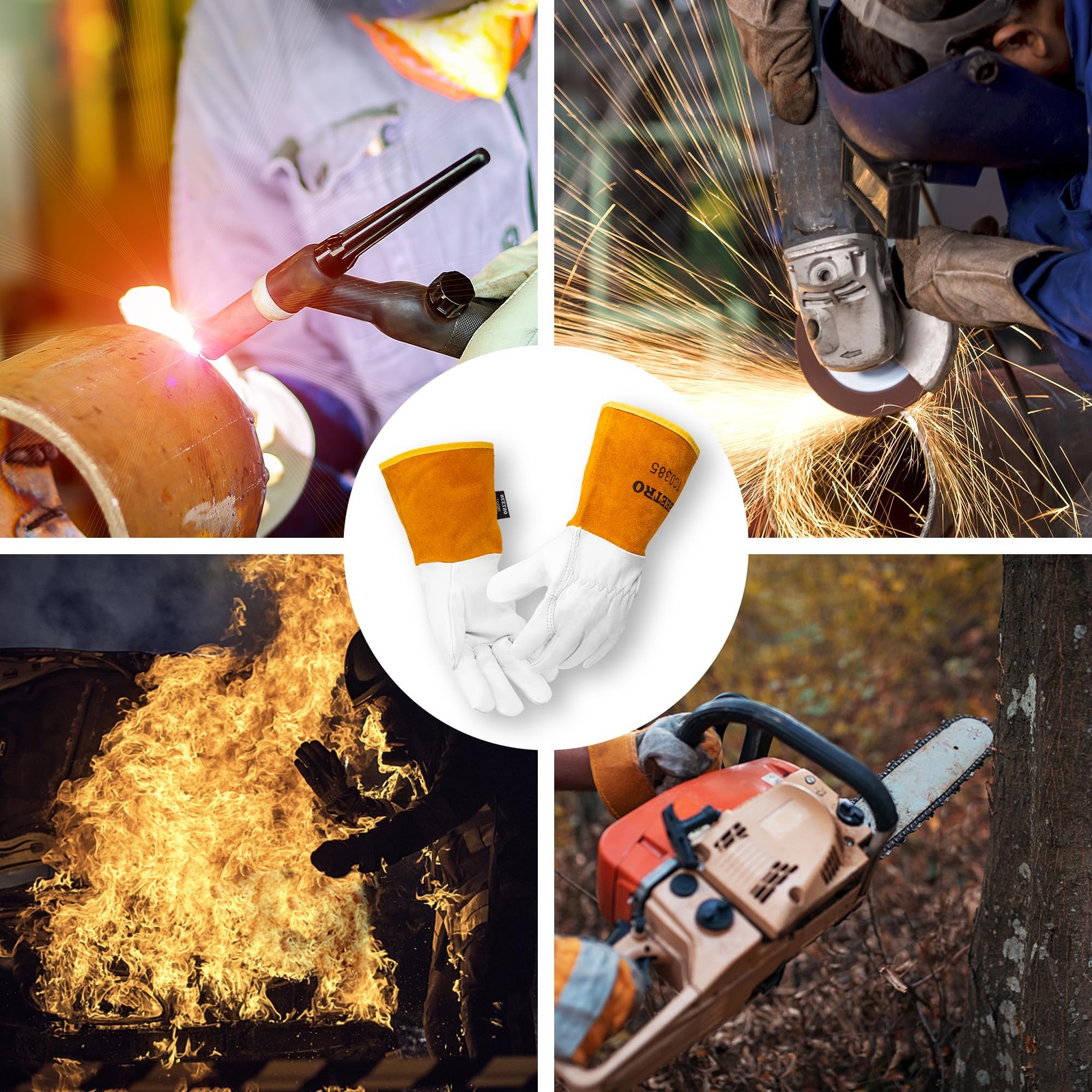 Beetro Working Gloves 12 Pairs Tig Welding Cowhide Split Leather Heat/Fire