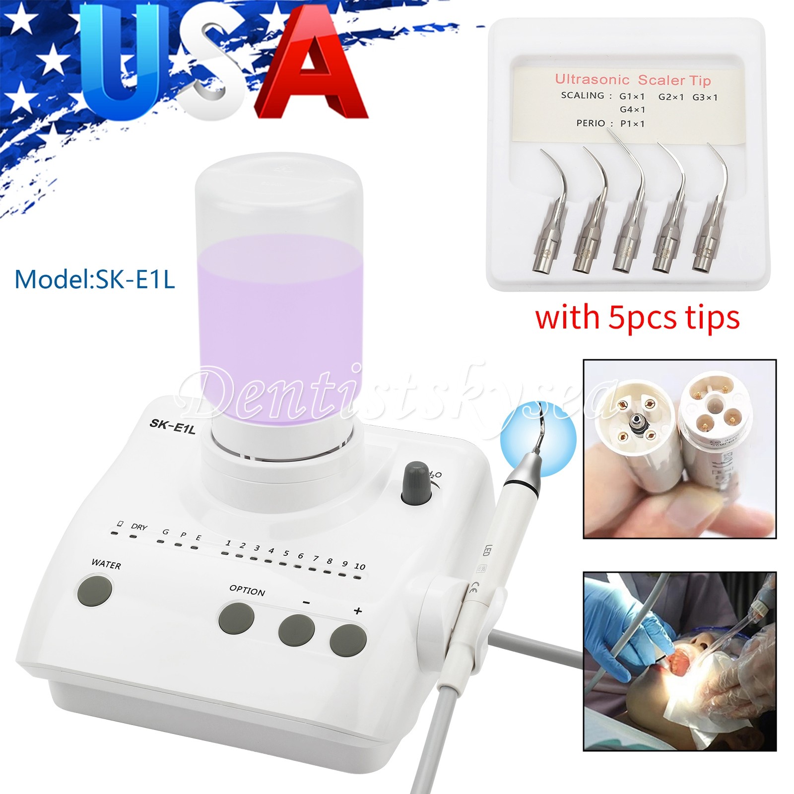 LED Ultrasonic Dental Scaler Household Pet Cleaning Set 2* Bottle and 5*tips