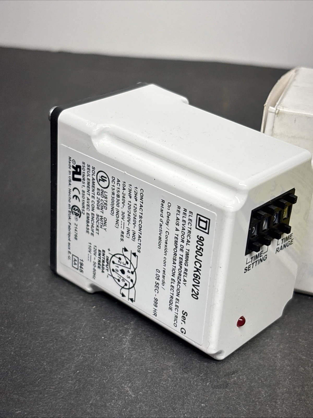 NEW SQUARE D 9050JCK60V20 SER.G TIMING RELAY