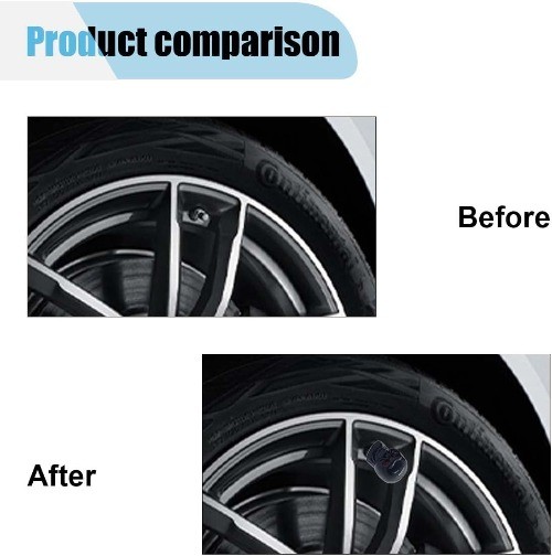 4PCS Skull Style Tire Valve Stem Caps, Antirust Copper Core, Leak Color: Black