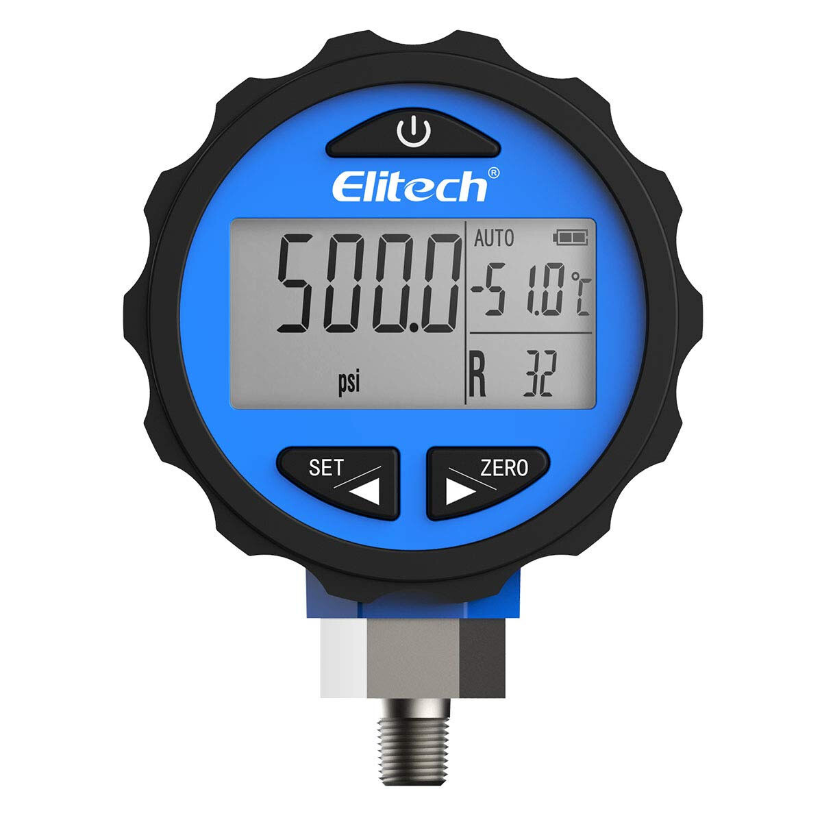 Elitech HVAC Pressure Gauge Set-14.5-500 PSI & -14.5-800 PSI (PG-30Pro Red+Blue)