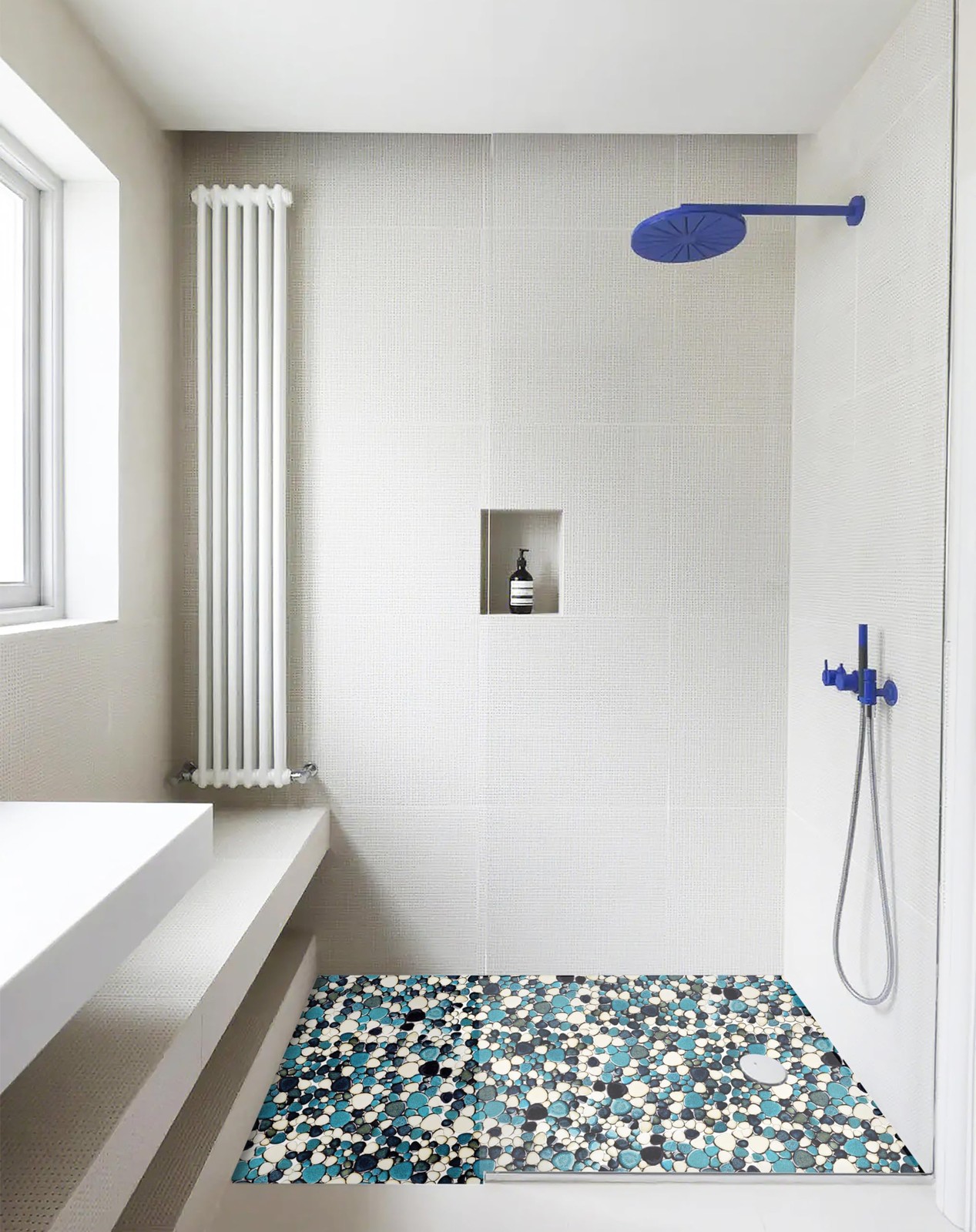 Primoon Pebble Tiles 5 Sheets Aqua Teal Blue Mosaic Tiles For Accent Wall