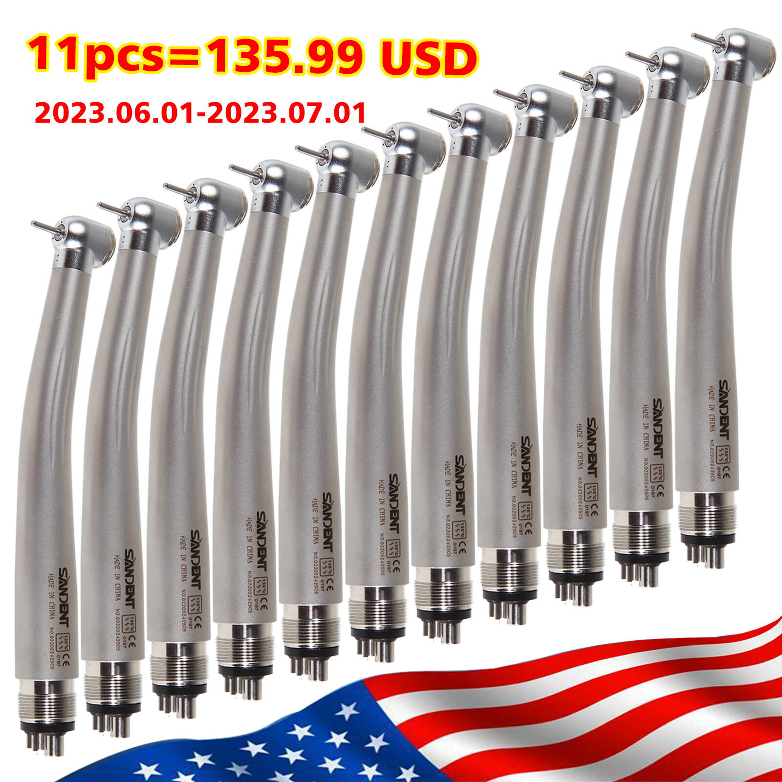 SANDENT NSK Style Dental High Speed Handpiece Push Button Turbine 2Hole 4Hole su