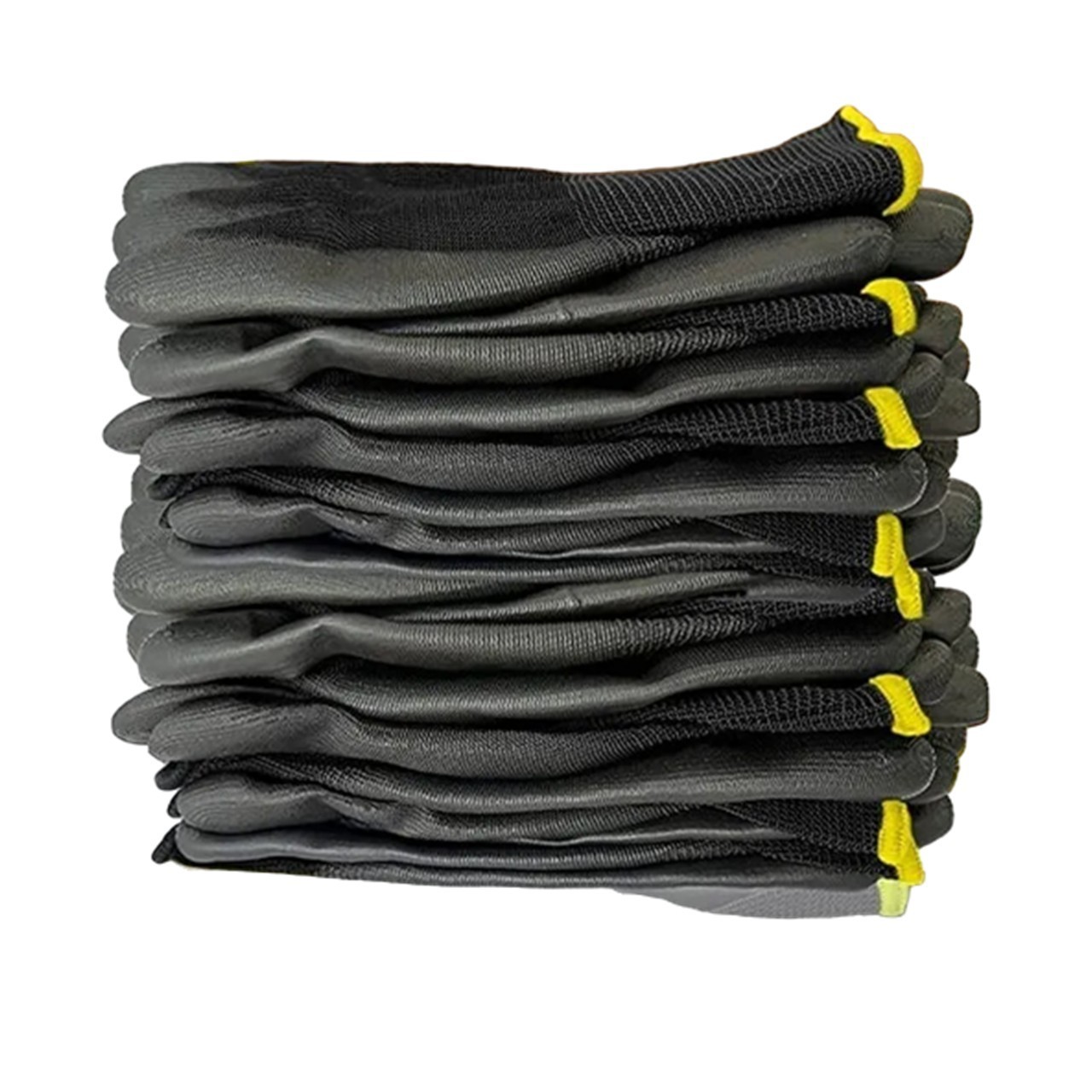 Ultra-Thin Black Work Gloves Polyurethane Palm Coated Nylon Shell 12 Pairs