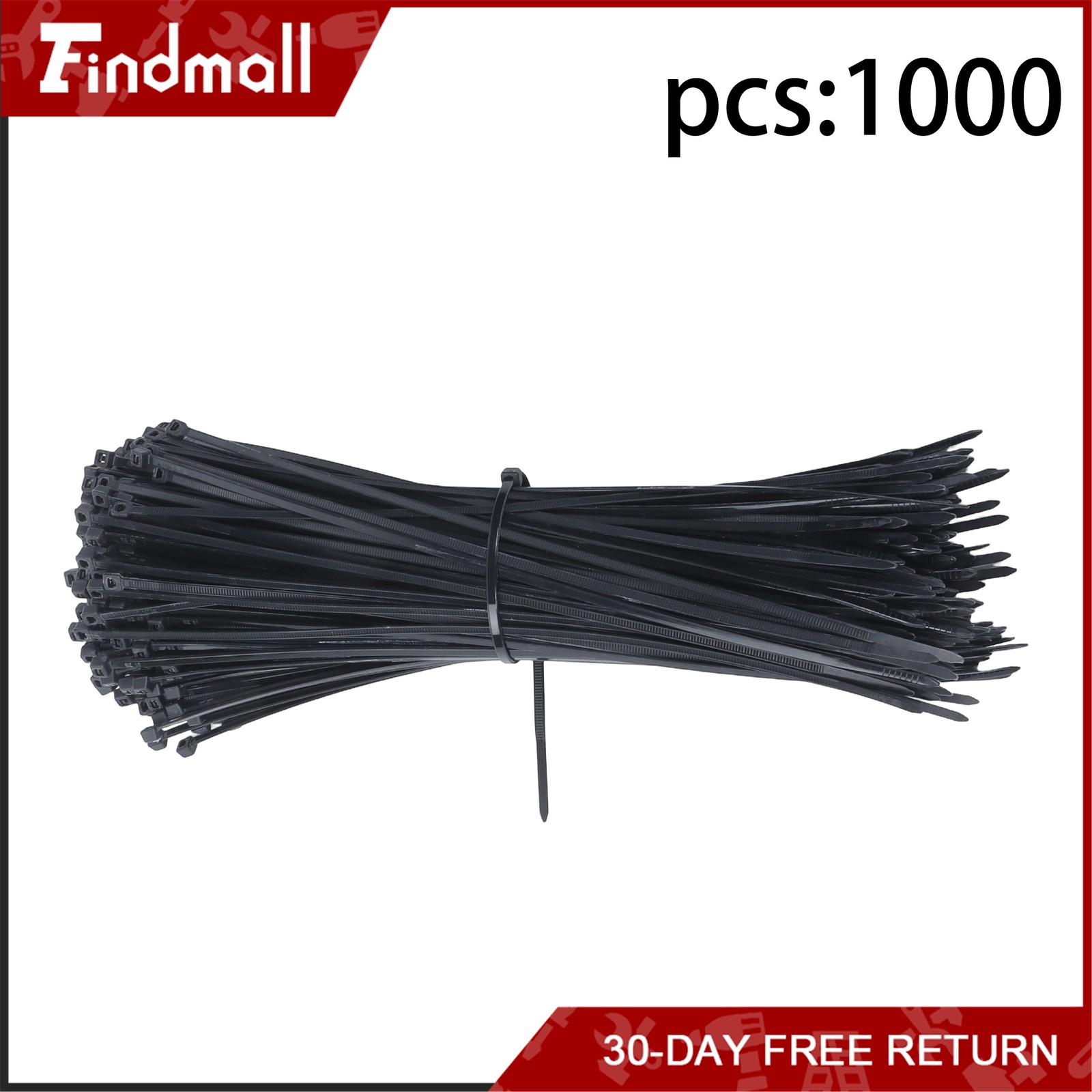 Findmall 1000Pack 12″ Zip Ties Nylon Cable Ties 60 lbs Self-locking UV Resistant