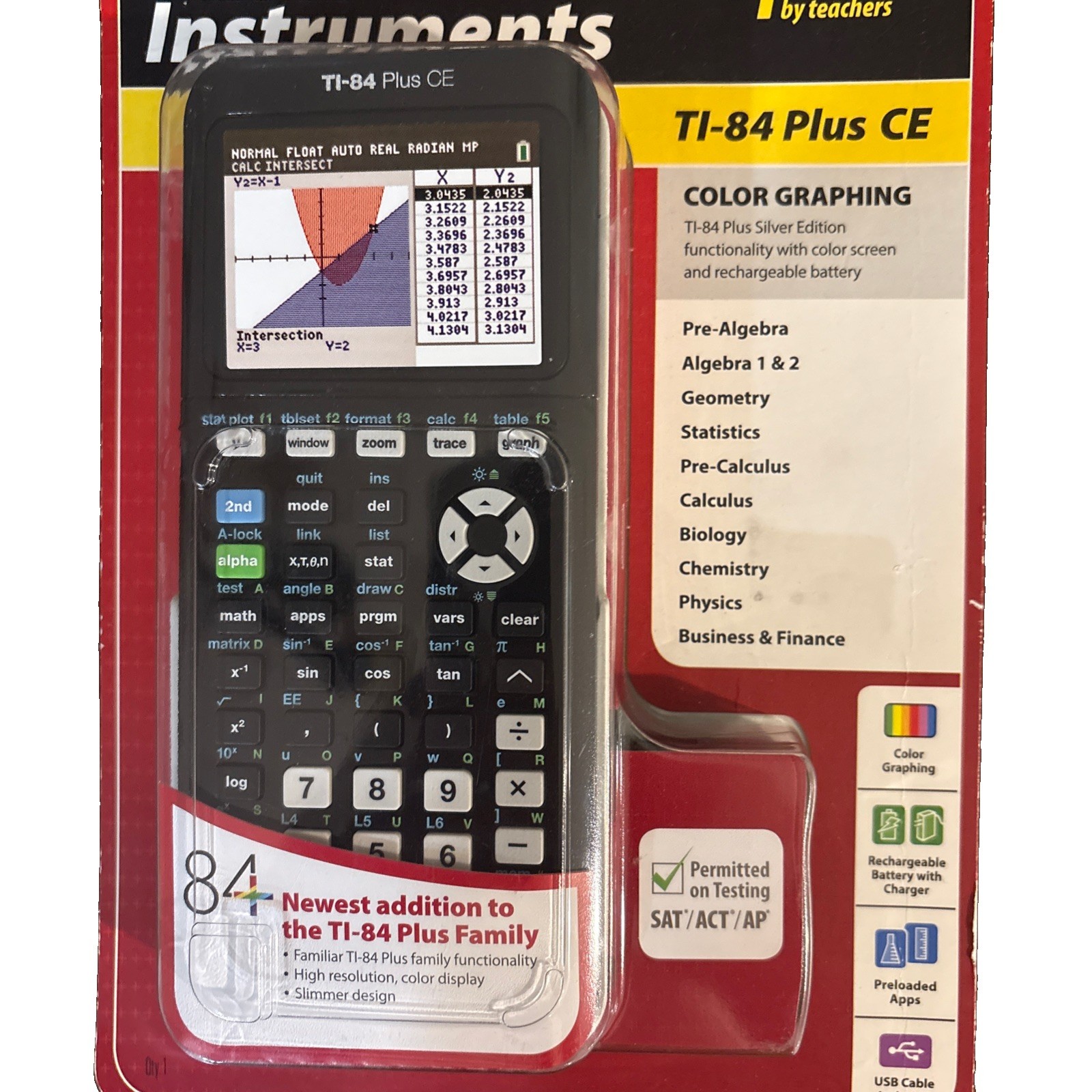 Texas Instruments TI-84 Plus CE Color Graphing Calculator Silver Edition, Black