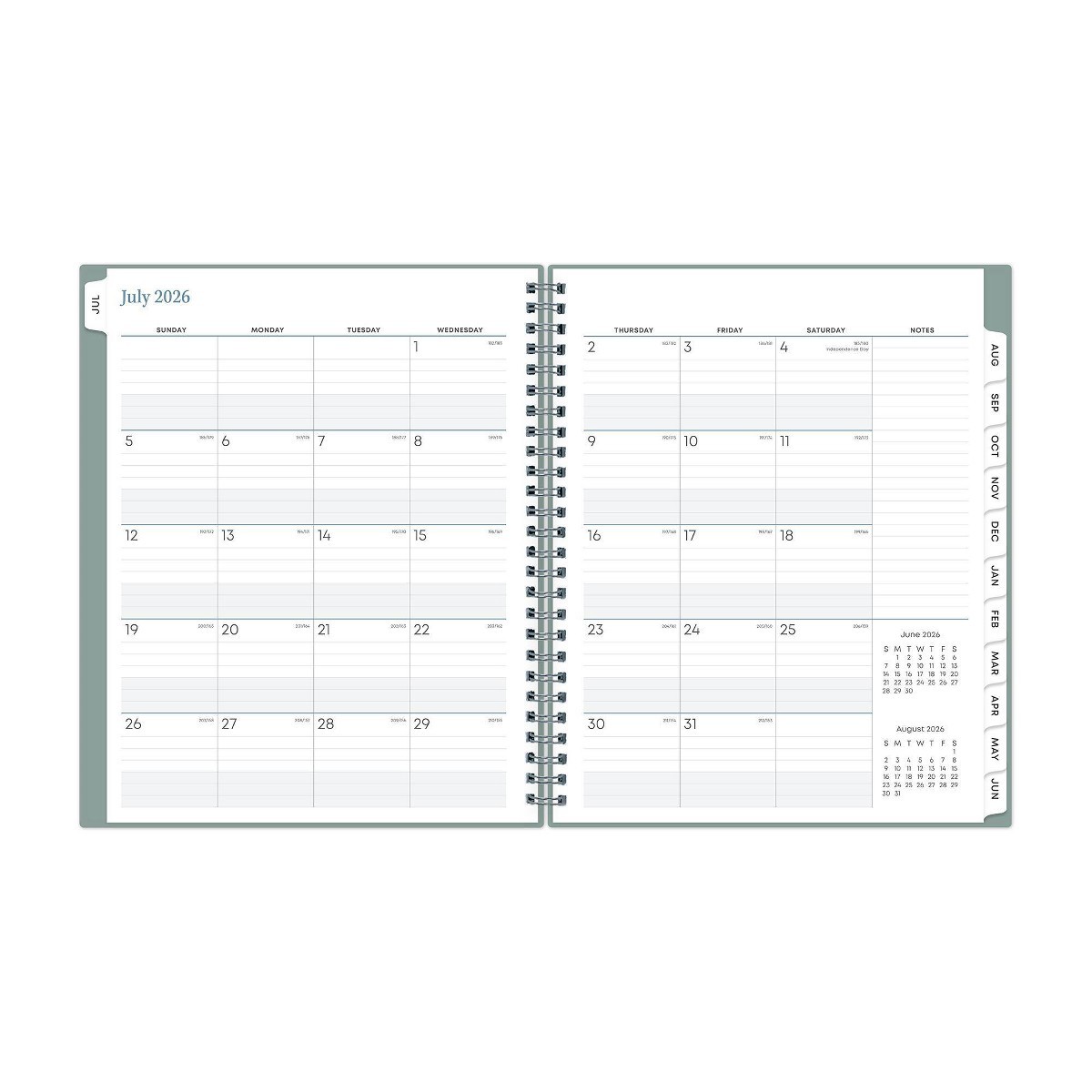 Blue Sky 7″x9″ 2026-2027 Hybrid Work Planner Solid Clary Sage Safety Wirebound