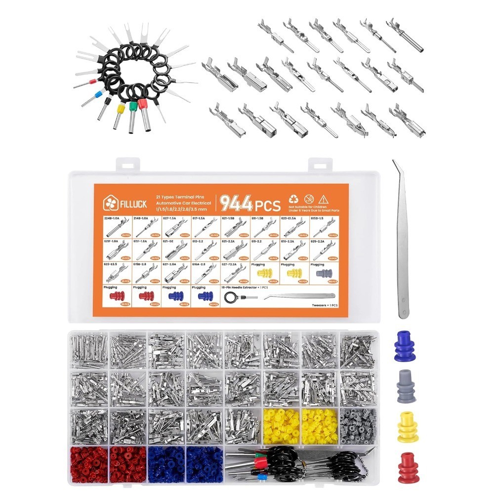 Pin Connector Kit 944Pcs for Automotive, 21 Non-Insulated Types Available