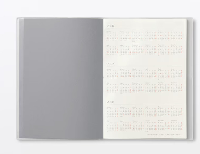 NEW Muji 2026 Monthly Weekly Planner White-Gray 2026.03-2027. 04