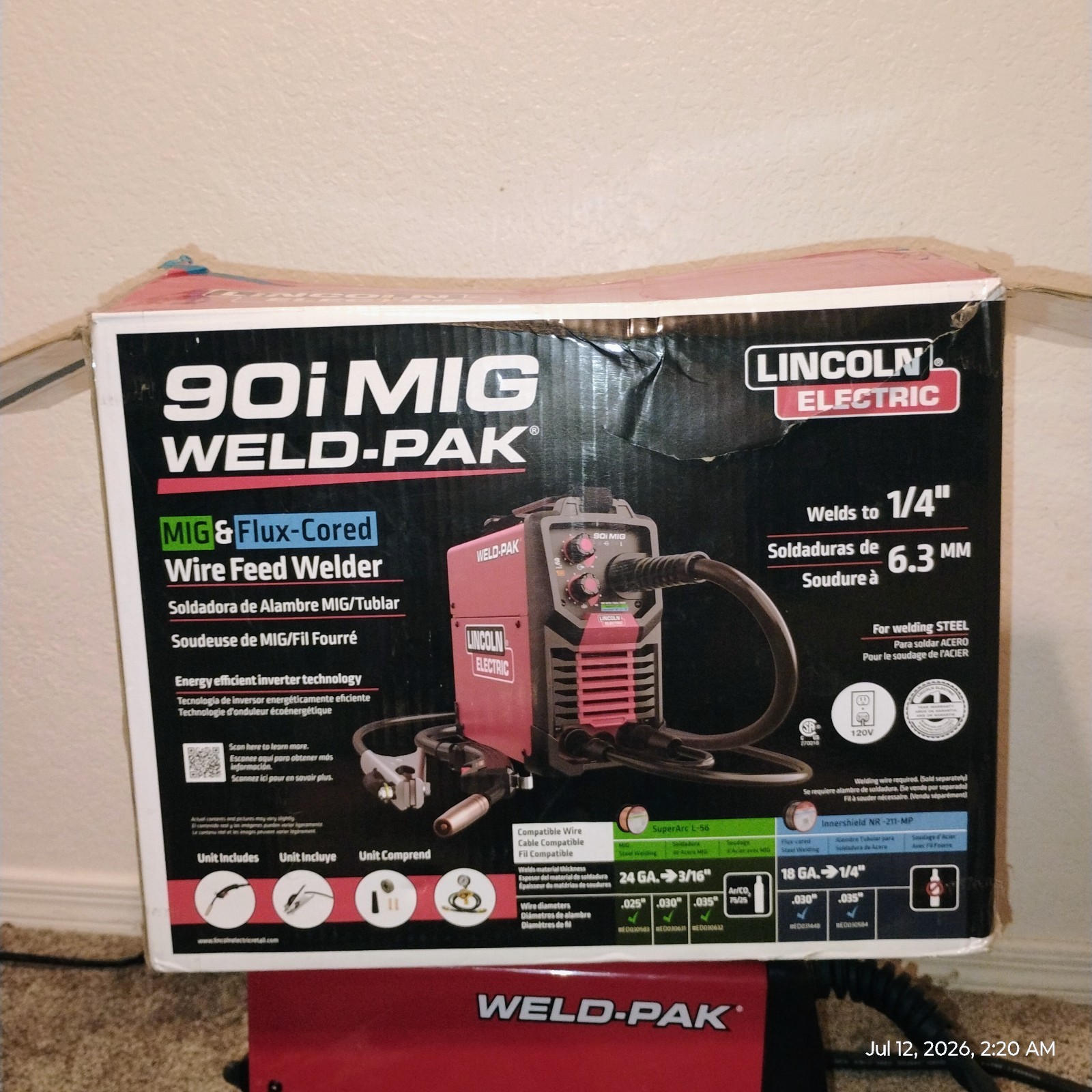 Lincoln Electric WELD-PAK 90i MIG Flux-Cored Wire Feeder Welder k5256-1