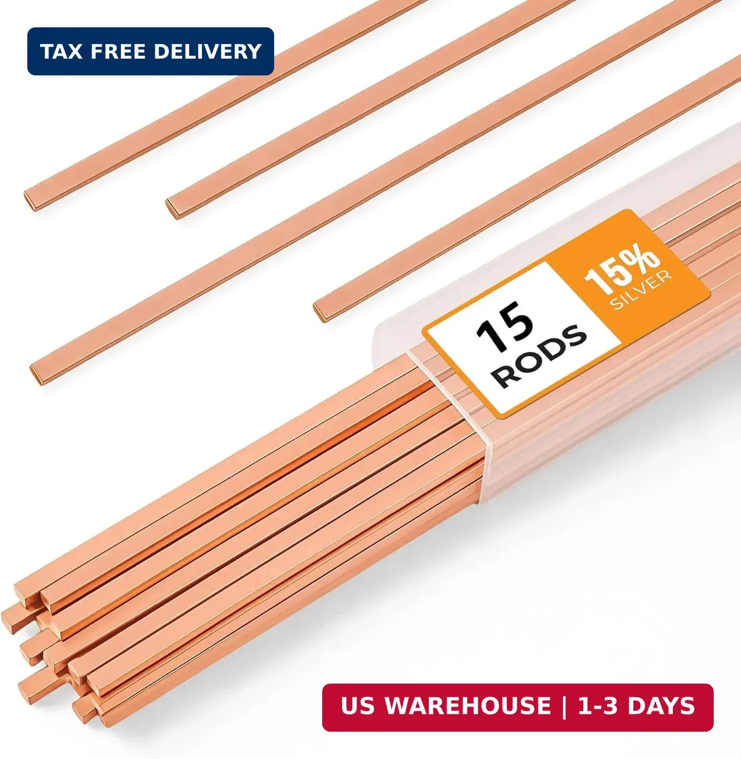 15pcs Brazing Rods AWS BCuP-5 15% Silver Solder Phos Copper Brazing Alloy Flat W