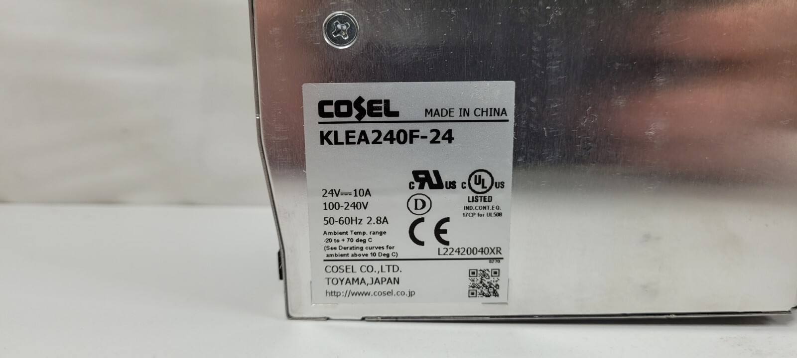 COSEL KLEA240F-24 POWER SUPPLY AC100-240V 50-60HZ 2.8 A U3S NEW IN BOX
