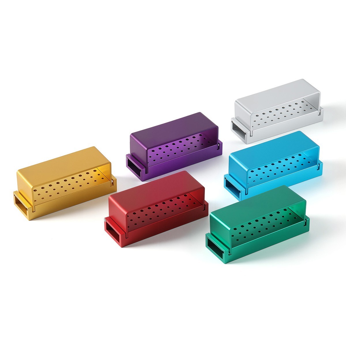 30 Holes Dental Bur Burs Holder Autoclave Block Disinfection Box Aluminium USA