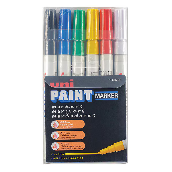 Permanent Marker, Fine Tip, Black, Blue, Green, Red, White, Yellow Color Family,