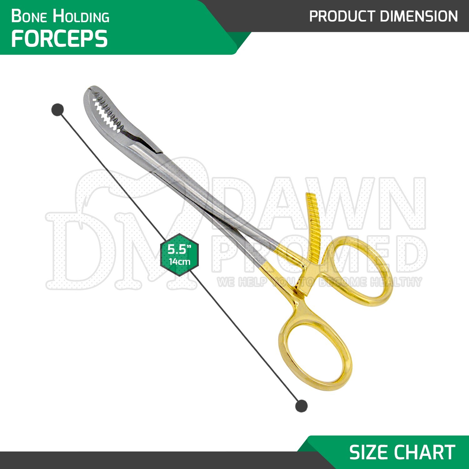 3 Pcs Bone Holding Forceps Curved Serrated 5.5″ Gold Plated Instrument German Gr
