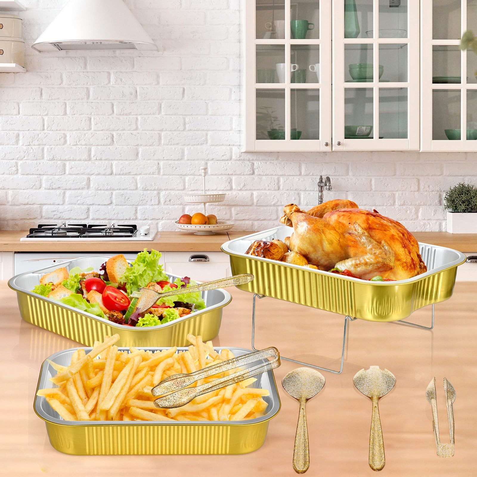 Maxcheck 4 Sets Disposable Chafing Dishes Buffet Set Small, As Pictures Show