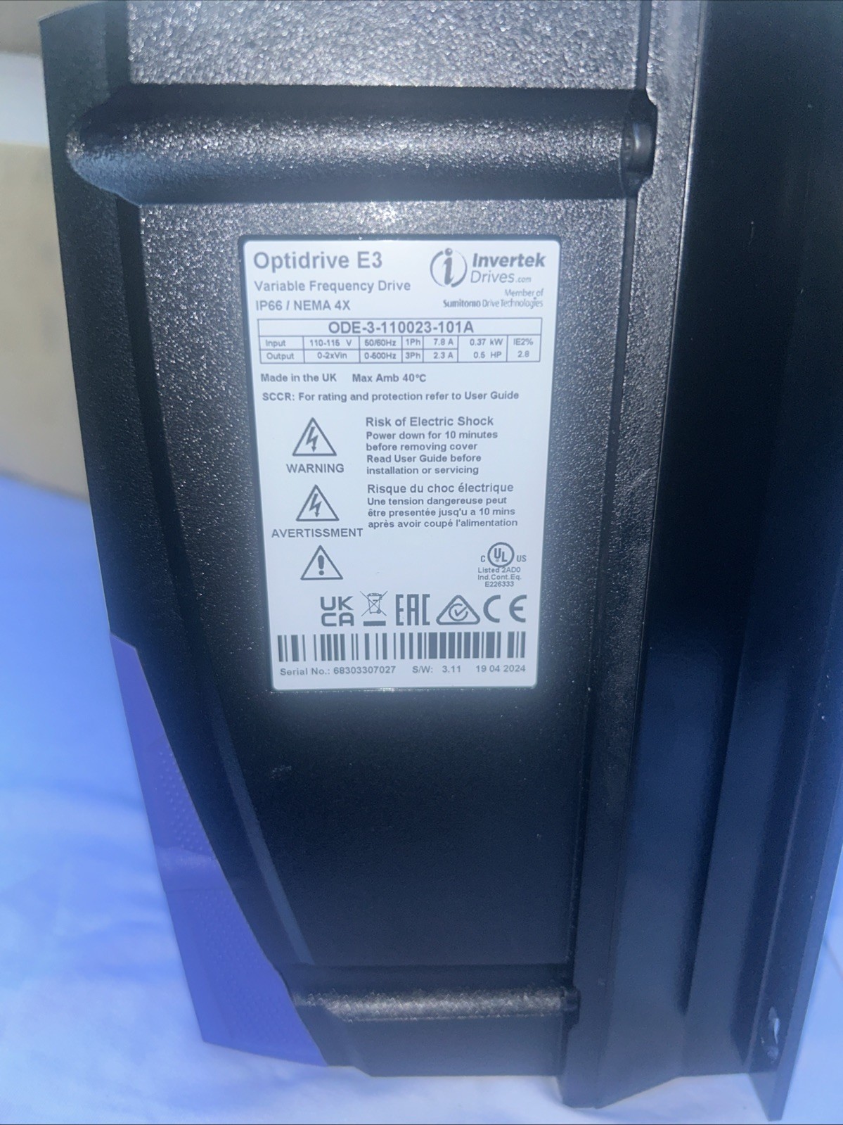 ODE-3-110023-101a- Invertek OptiDrive E3 – 7.5 HP VFD