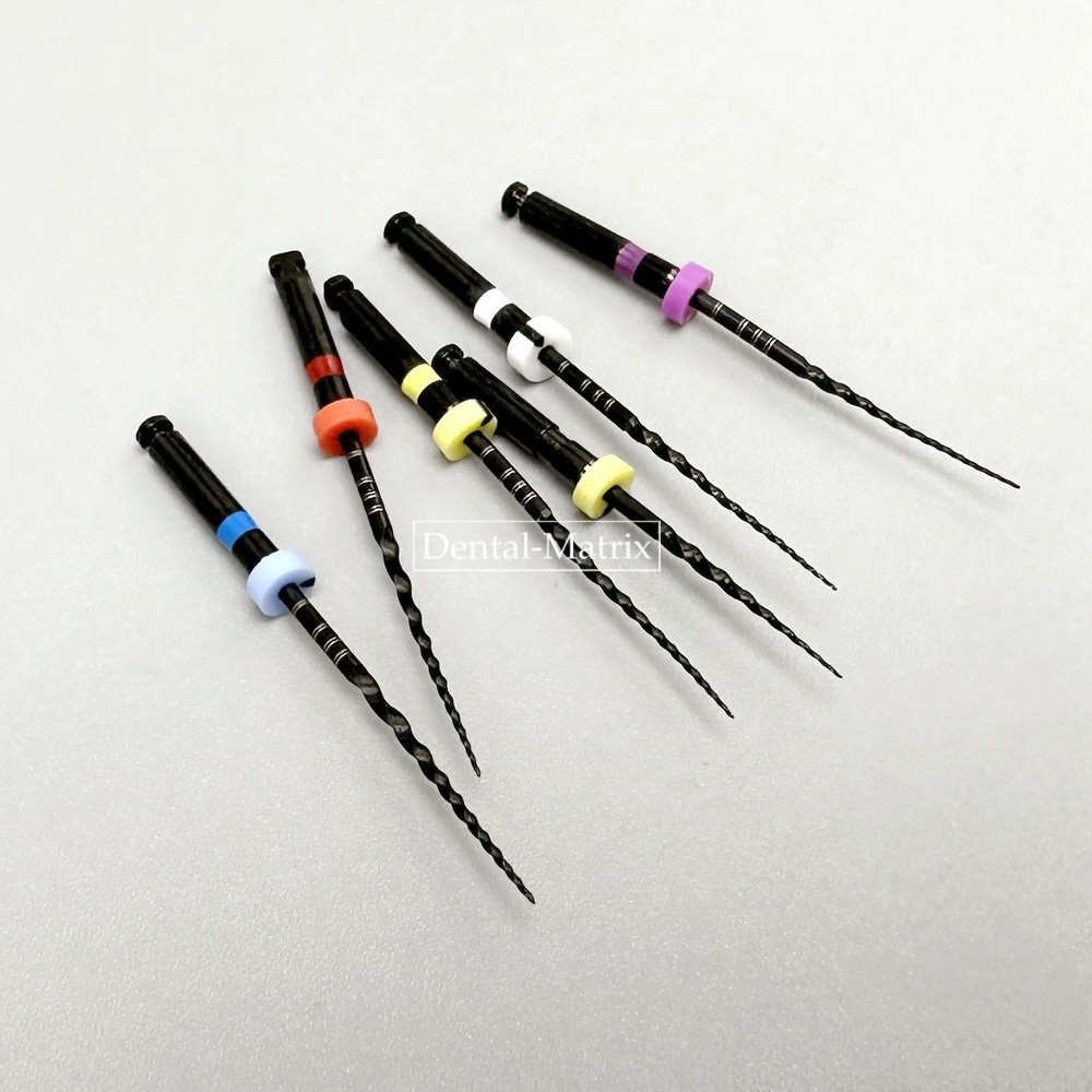 6pcs Dental Nickel Titanium Heat Activated Root Files Black Rotary Files 25mm