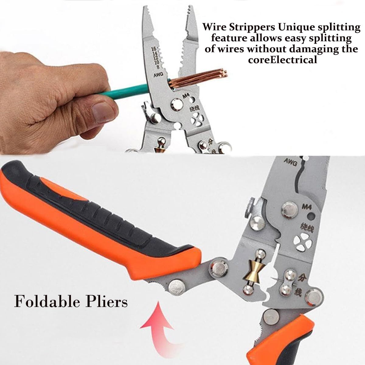 12-in-1 Multifunctional Foldable Wire Stripper Twister Crimping Tool