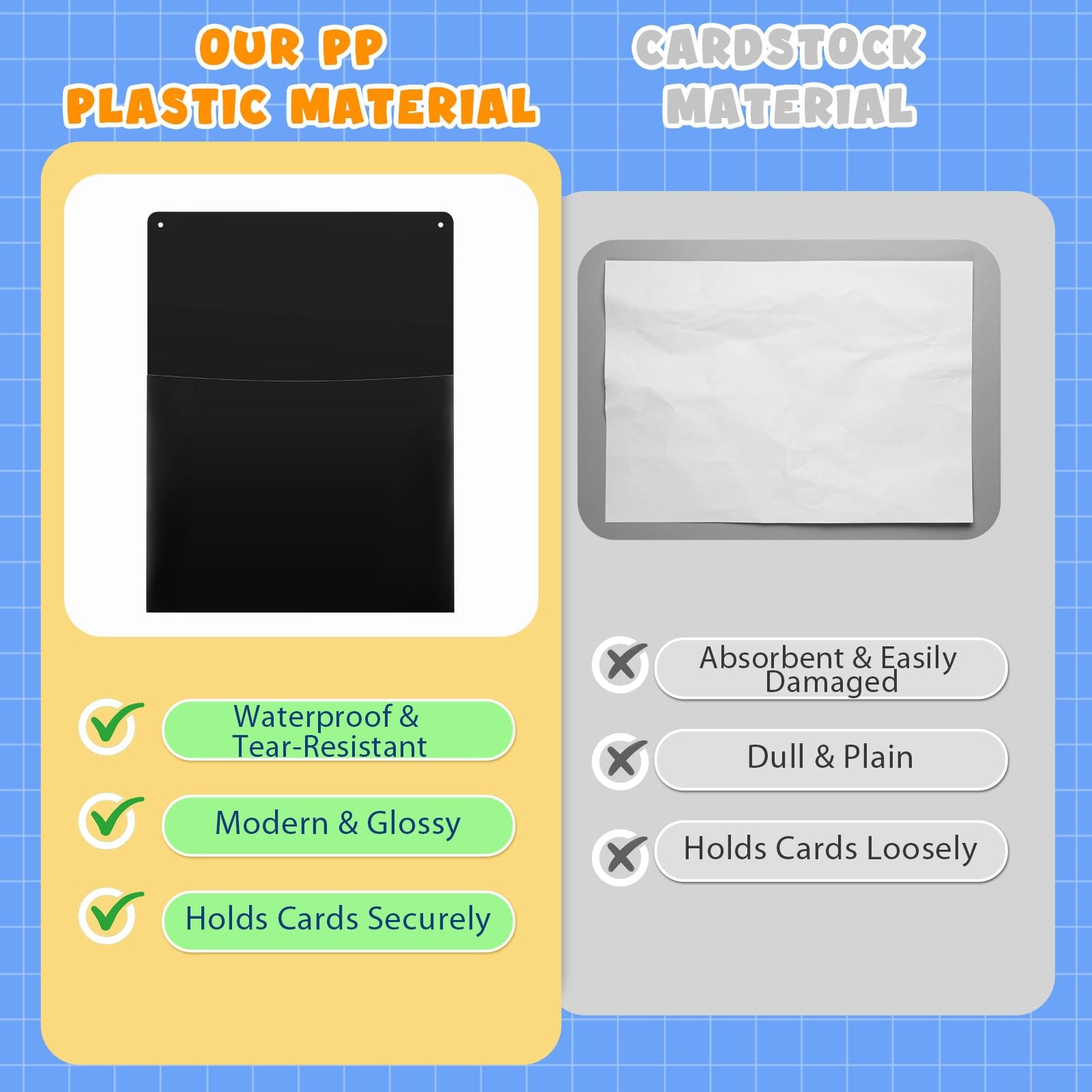 Fuutreo 6 Pcs White Black Plastic Oversized Wall Pockets 12.6″ x