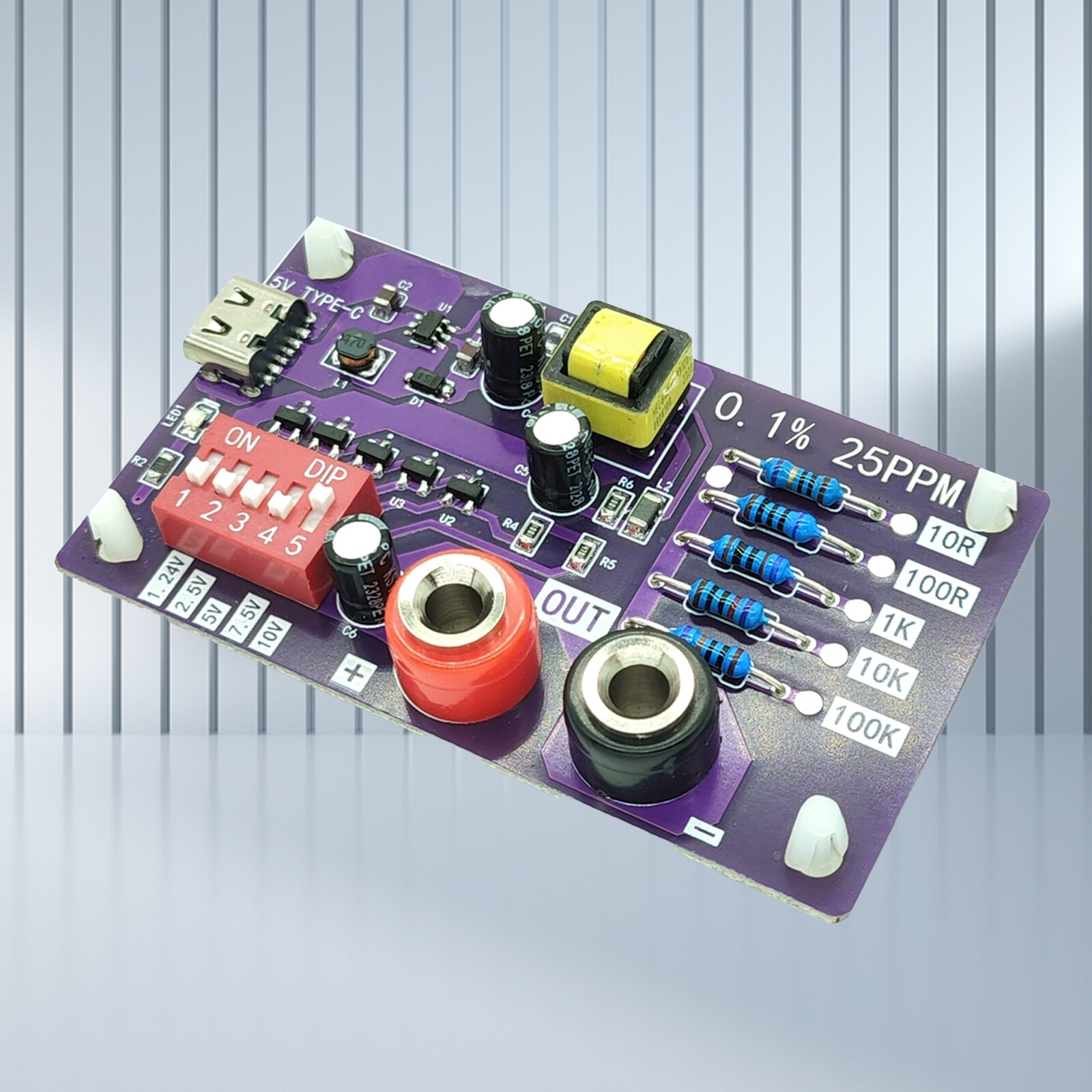 Precision Voltage Reference Module 5-Channels 5 Levels Resistors of Calibratio