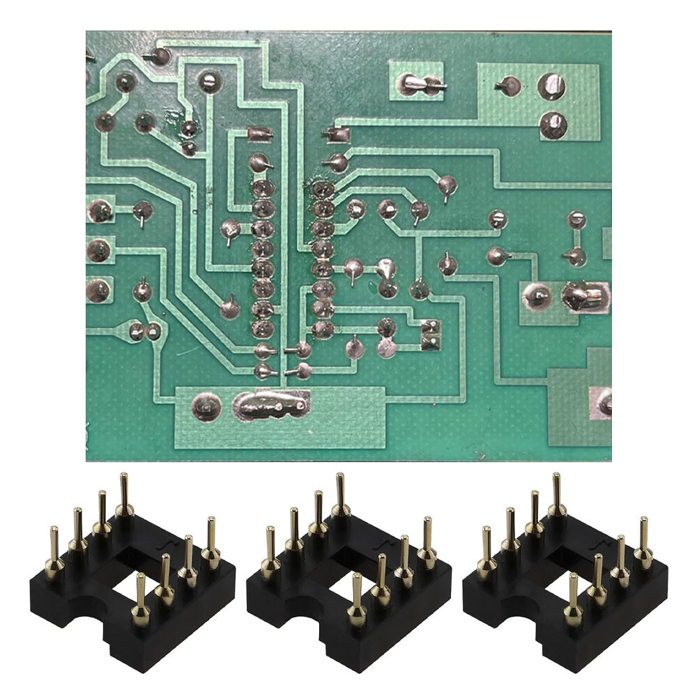 100PC 8 Pin DIP SIP Round IC Socket Adaptor Solder Type Gold Plated Machined USA