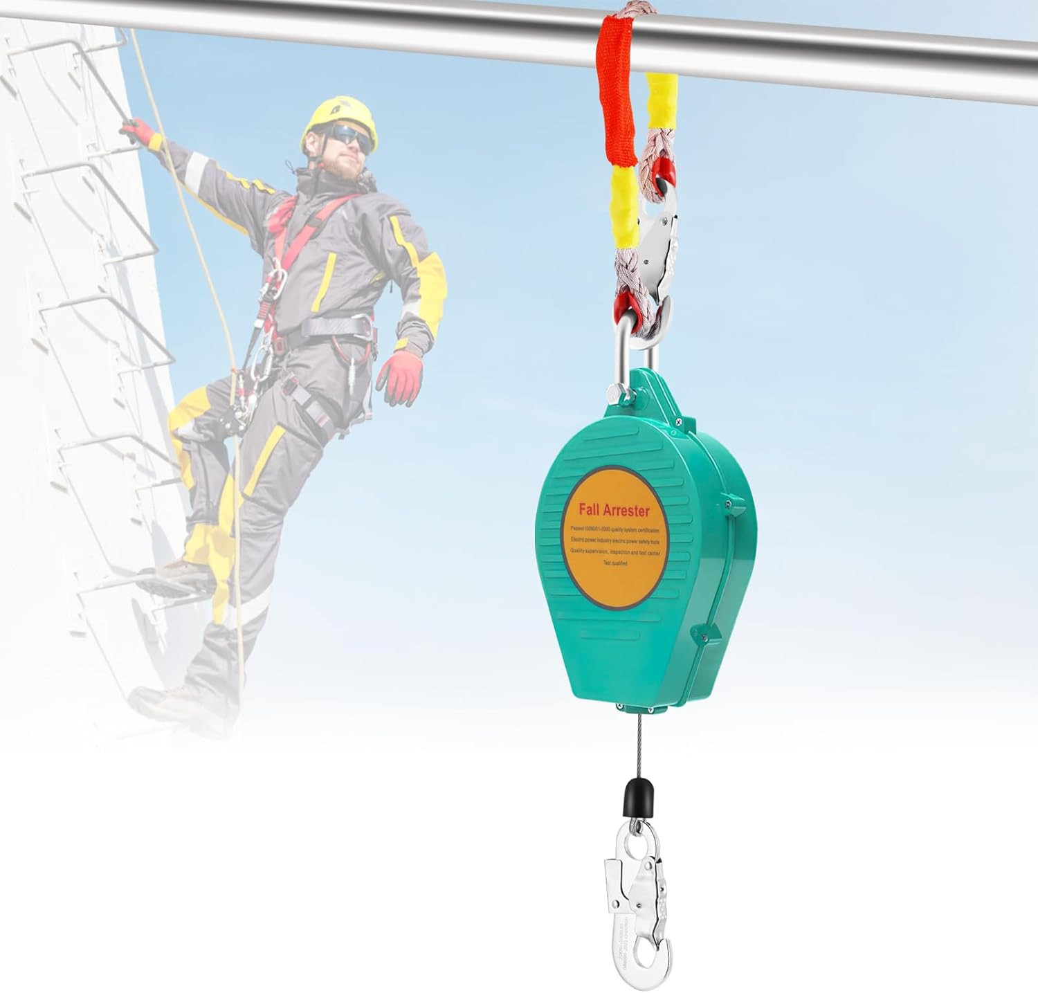33ft/10m Self Retracting Lifeline, Heavy Duty 330lbs Retractable Safety Lanyard