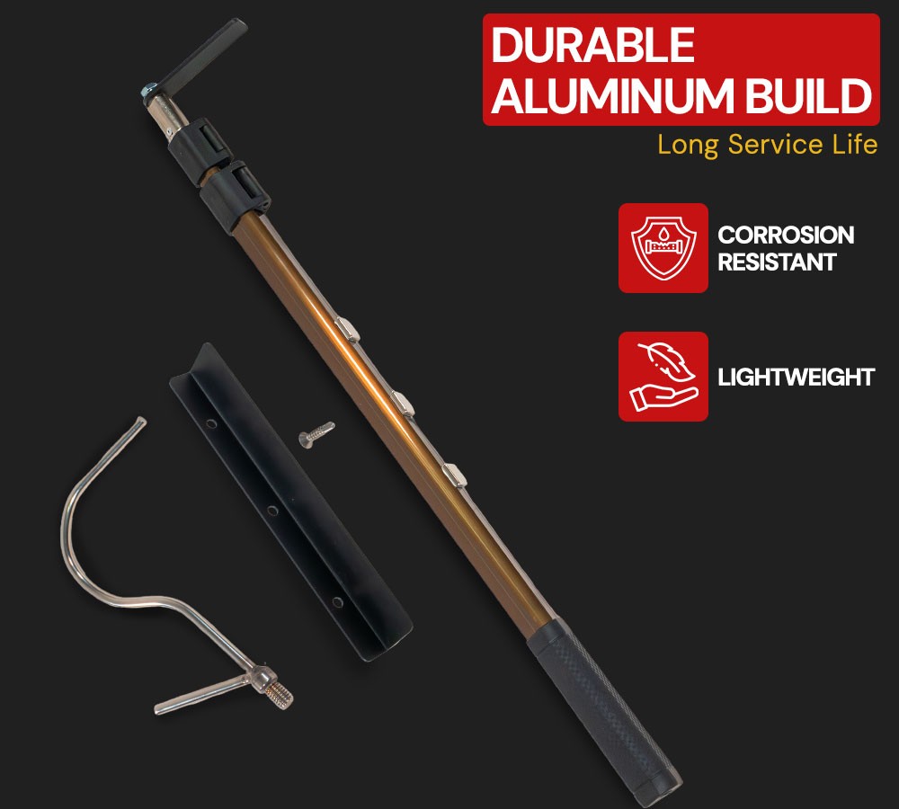 Extendable Truck Bed Cargo Grabber Tool 25″-60″ Telescoping Pole with Y-Hook