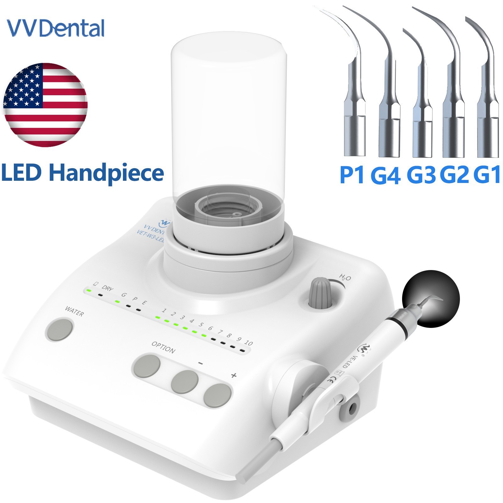 Dental Ultrasonic Piezo Scaler Pet Teeth Calculus Cleaning Machine LED Handpiece