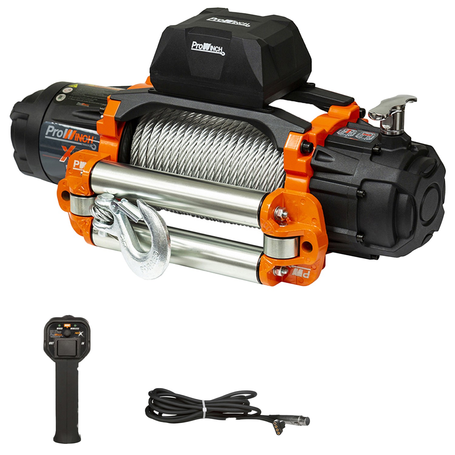 Electric Waterproof Winch Steel Rope Steel Roller 24V Wireless 9500 lbs