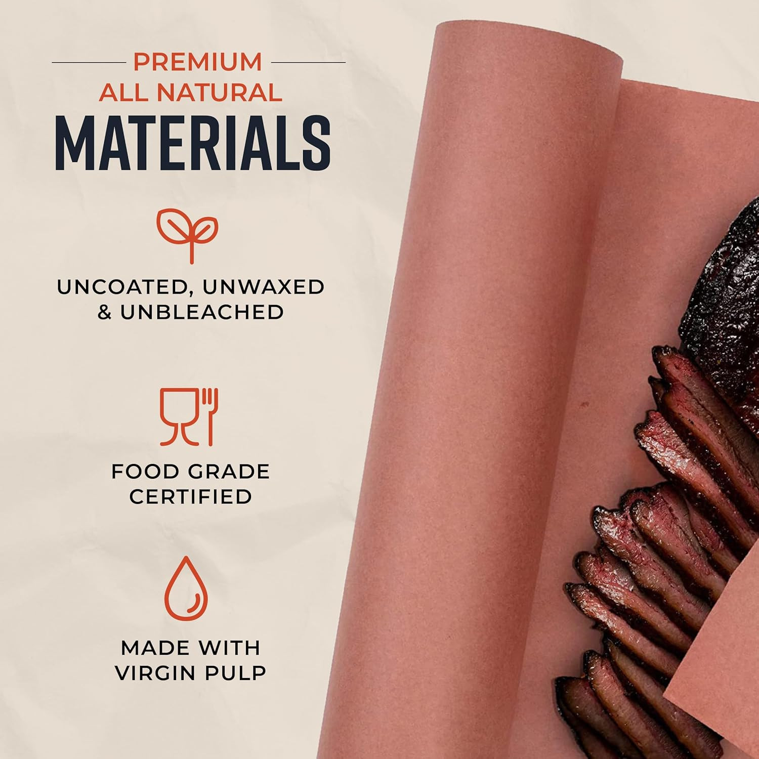 Pink Butcher Paper Roll 18″X175′ (2100 Inch) – USA Made – Food-Grade Peach Butch