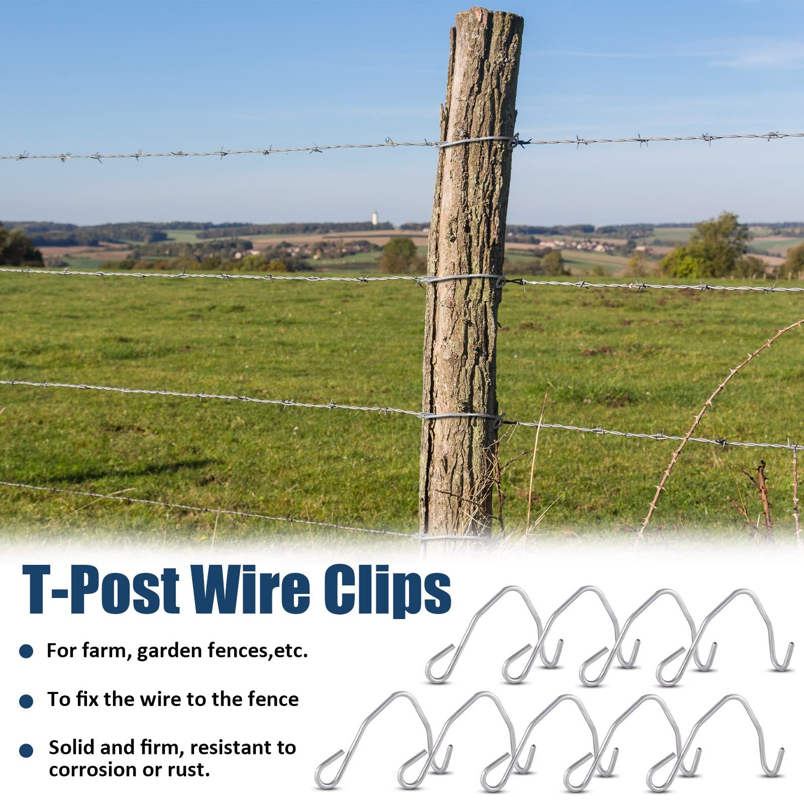 102 Pieces T Post Wire Clips Fence Wire Twister for T Post Clips Galvanized S…