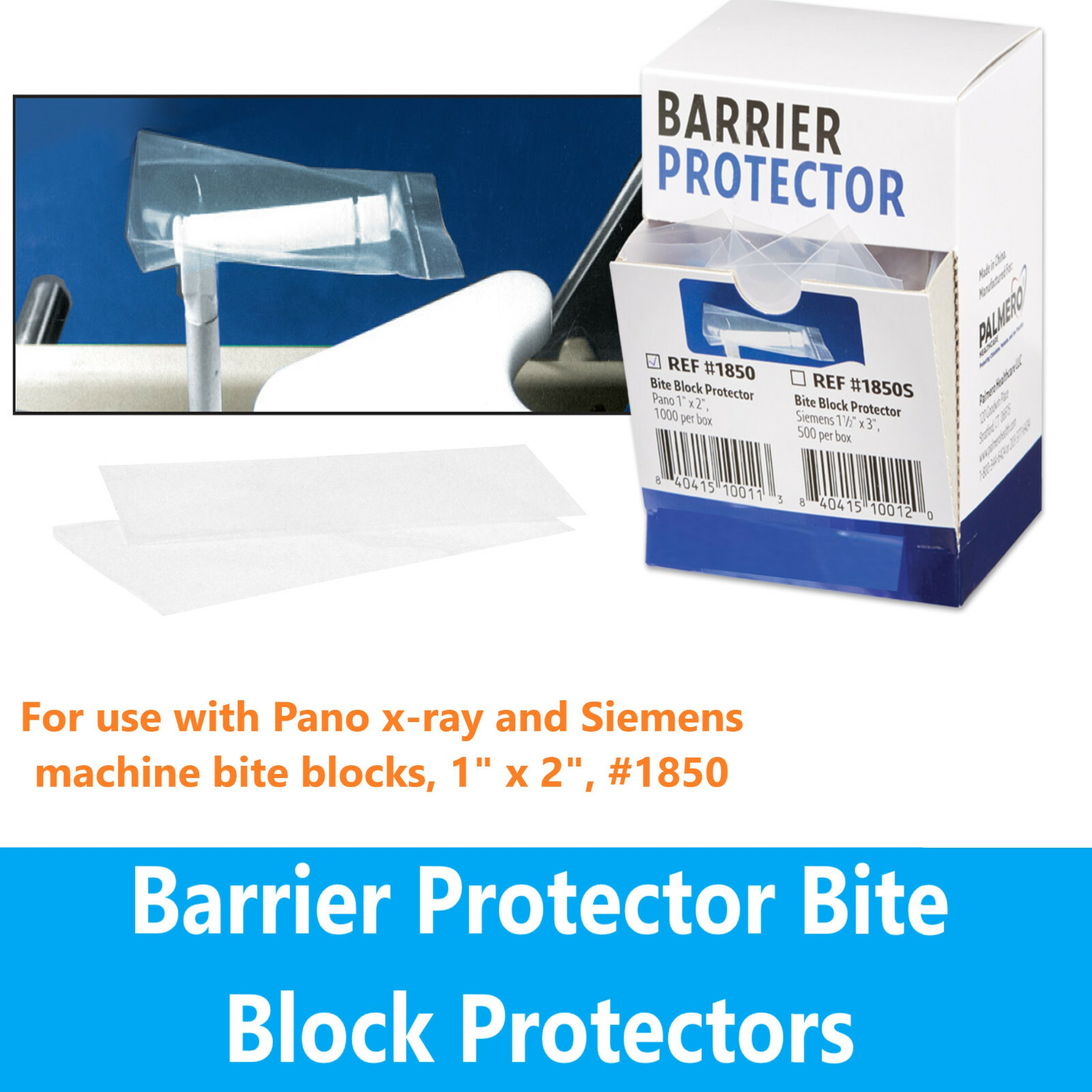 Dental Panoramic Bite Block Covers for pano x-ray and Siemens 1″W X 2″L 1000/Box