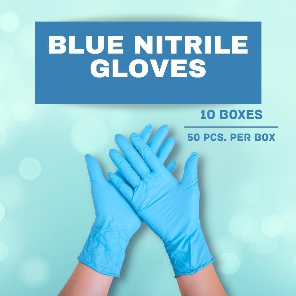 8 MIL Textured Blue Nitrile Exam Powder-Free Gloves Non Vinyl 500 Pieces, Large