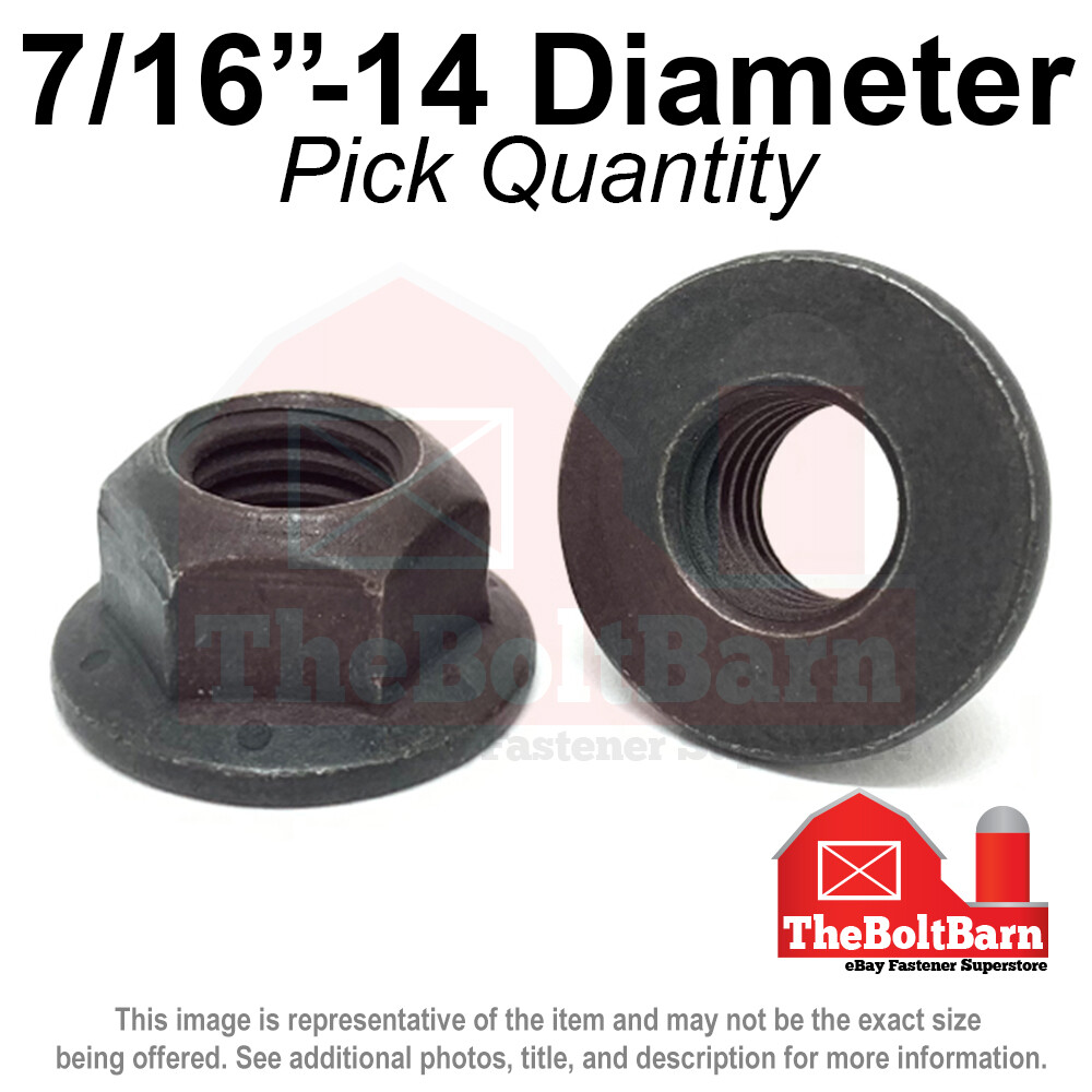 7/16″-14 Grade 8 (G) Hex Flange Top Lock Nuts Coarse Phos & Oil (Pick Quantity)