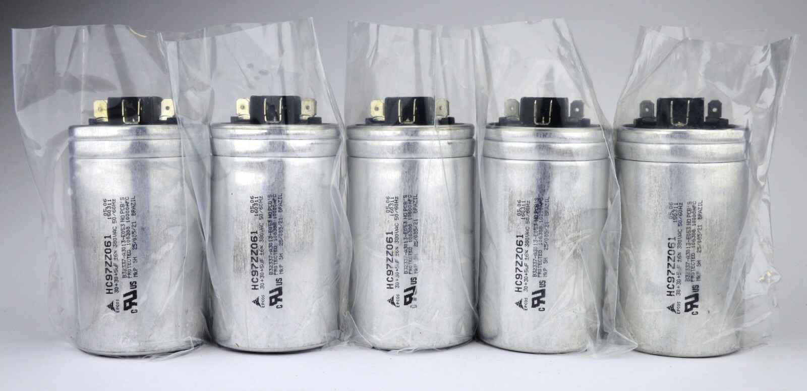 30/30/5 uf mfd Dual / Triple Motor Run Capacitor, 380VAC,50/60Hz, Lot of 5