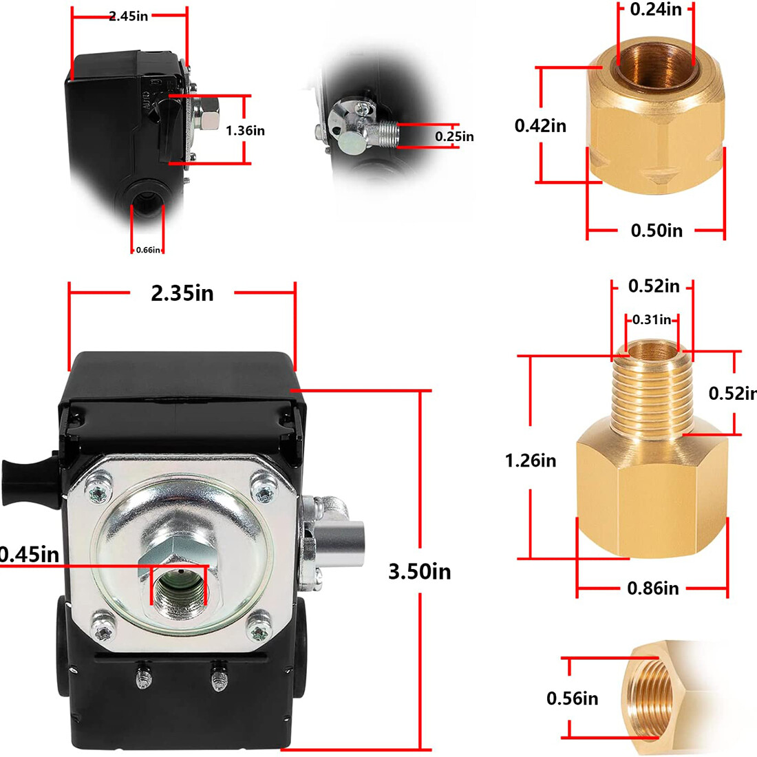 For Ingersoll Rand 23474661-C Pressure Switch Air Compressor SS3 & SS5 95-125PSI