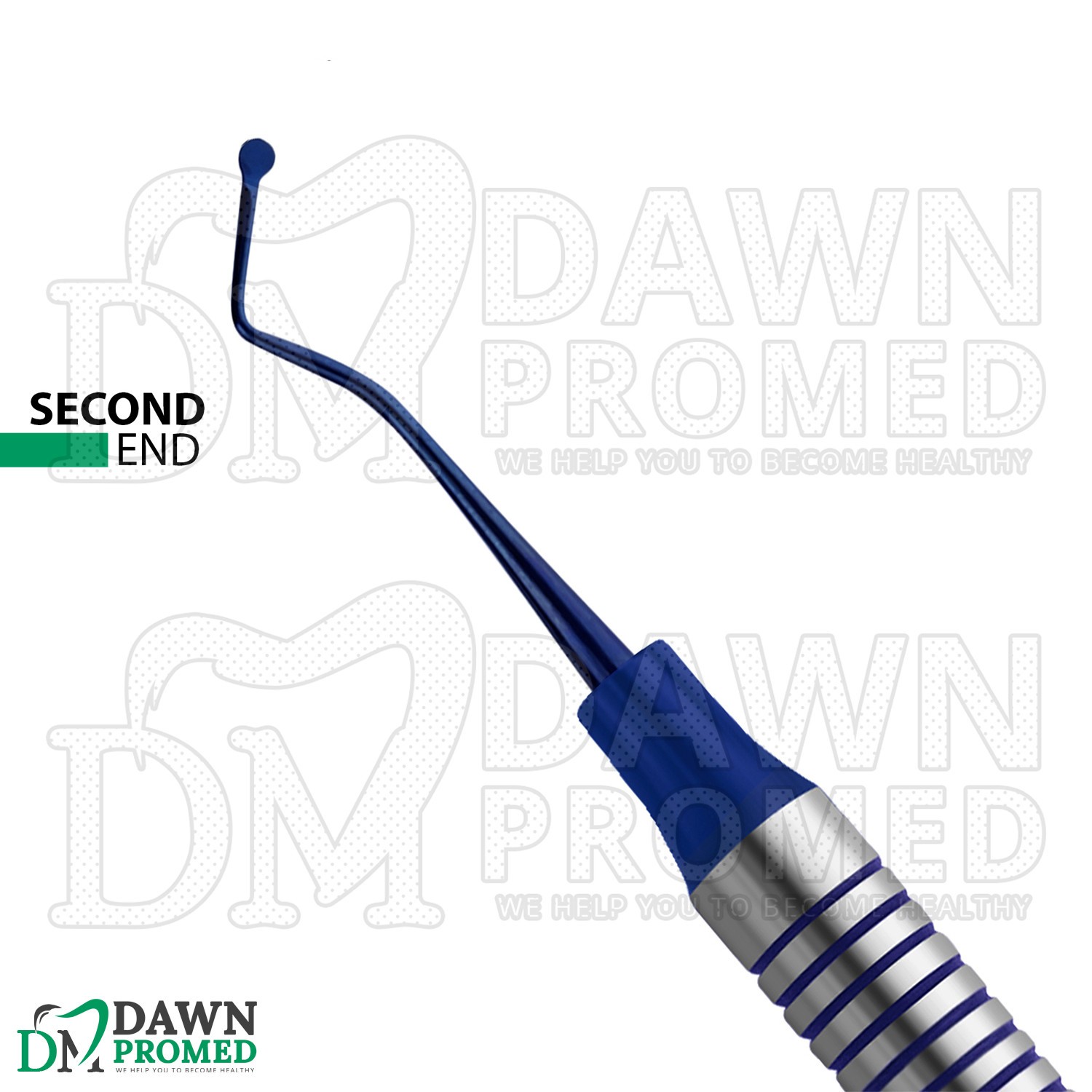 6 Pcs Spoon Excavator #19 Double Ended Blue Titanium Coated Dental Instruments