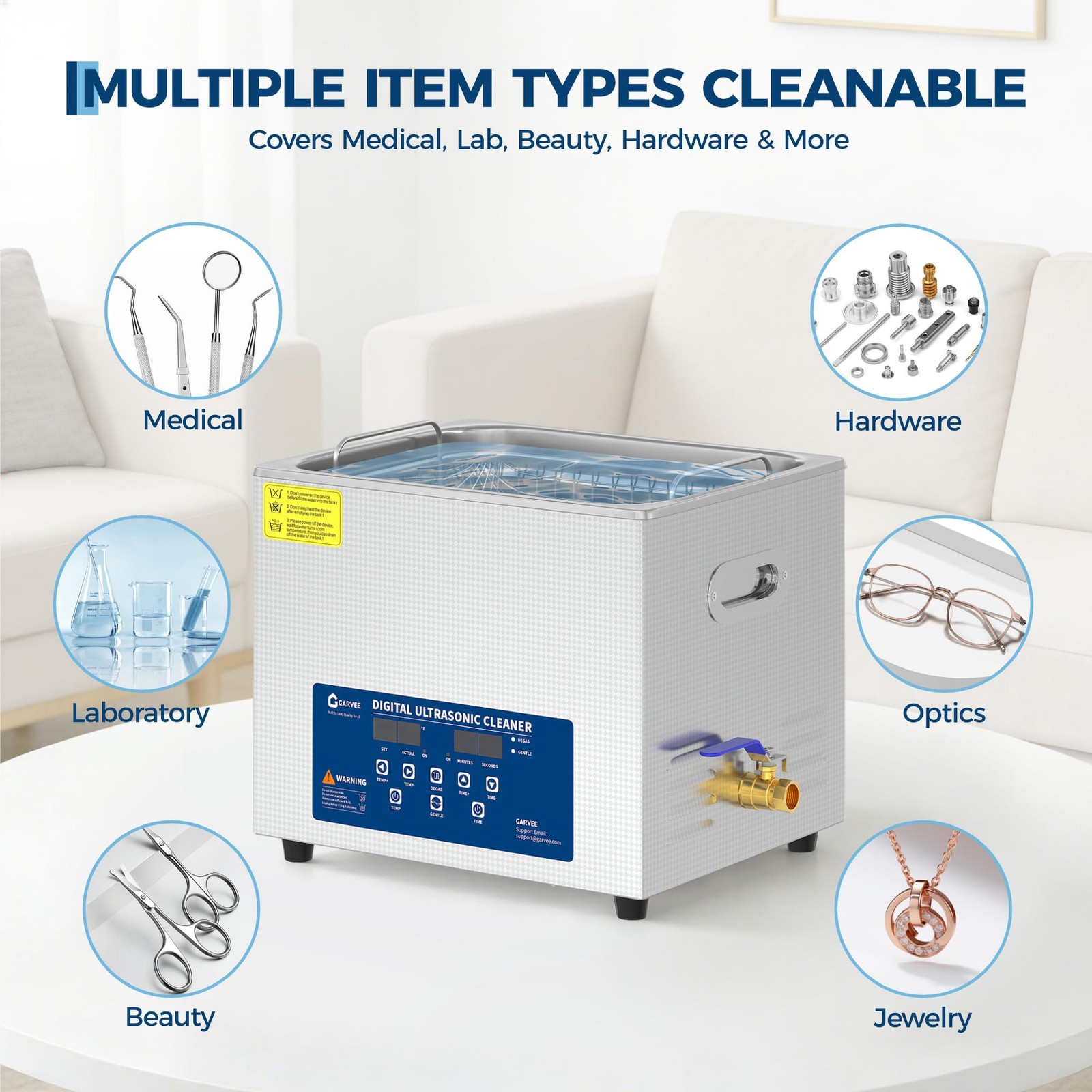 10L Ultrasonic Cleaner with Digital Timer & Heater, 40kHz Professional Ultrasoni