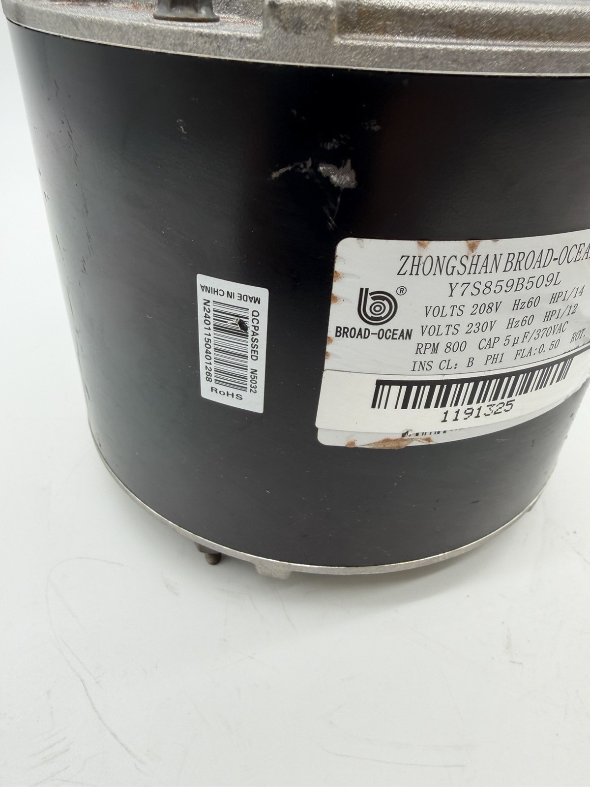 Zhongshan Broad-Ocean Y7S859B509L Condenser Motor 1/12 HP@ 230V 800RPM HB32GQ230
