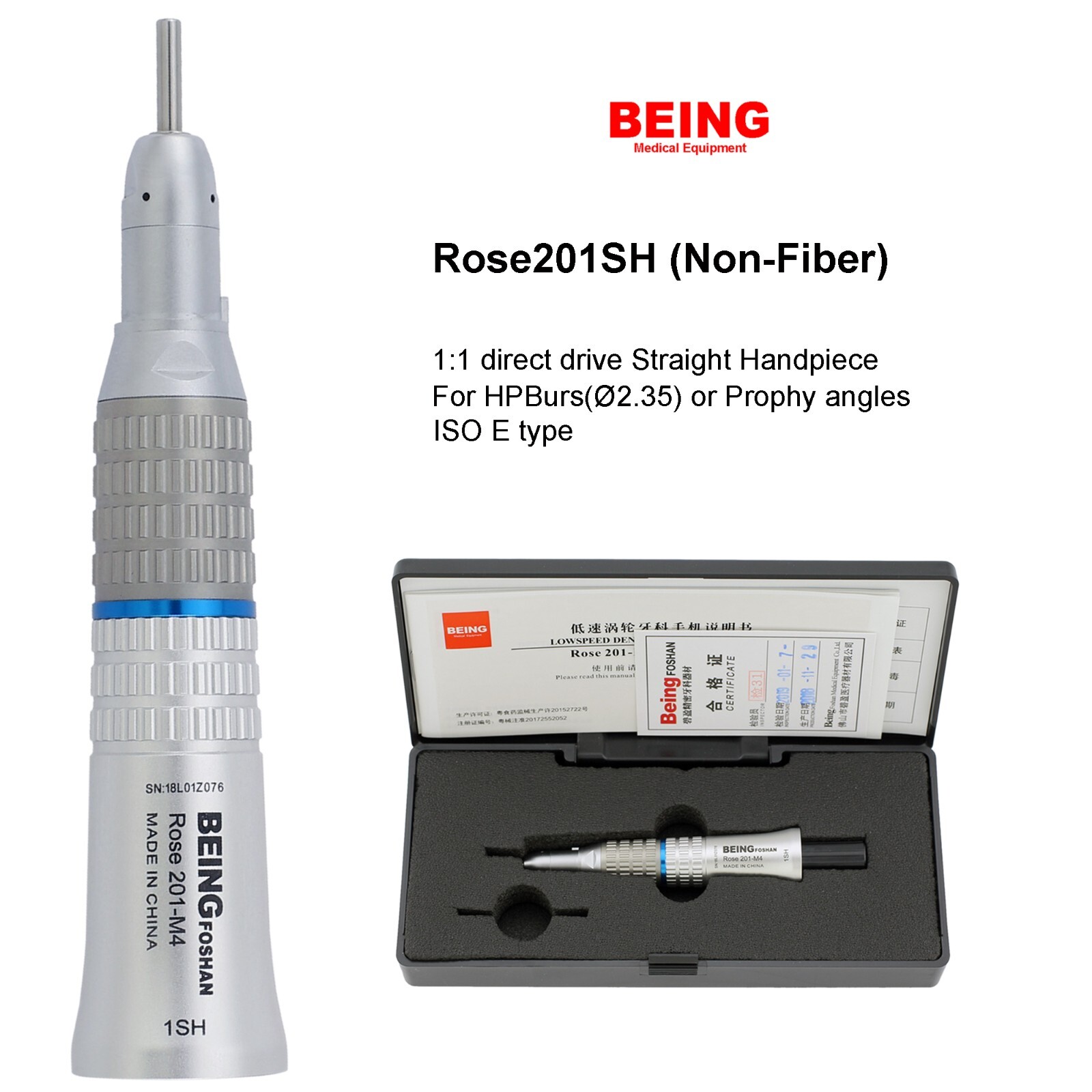 Dental Hygiene Prophy Handpiece Straight Nosecone 1:1 4:1 Low Speed Air Motor 4H