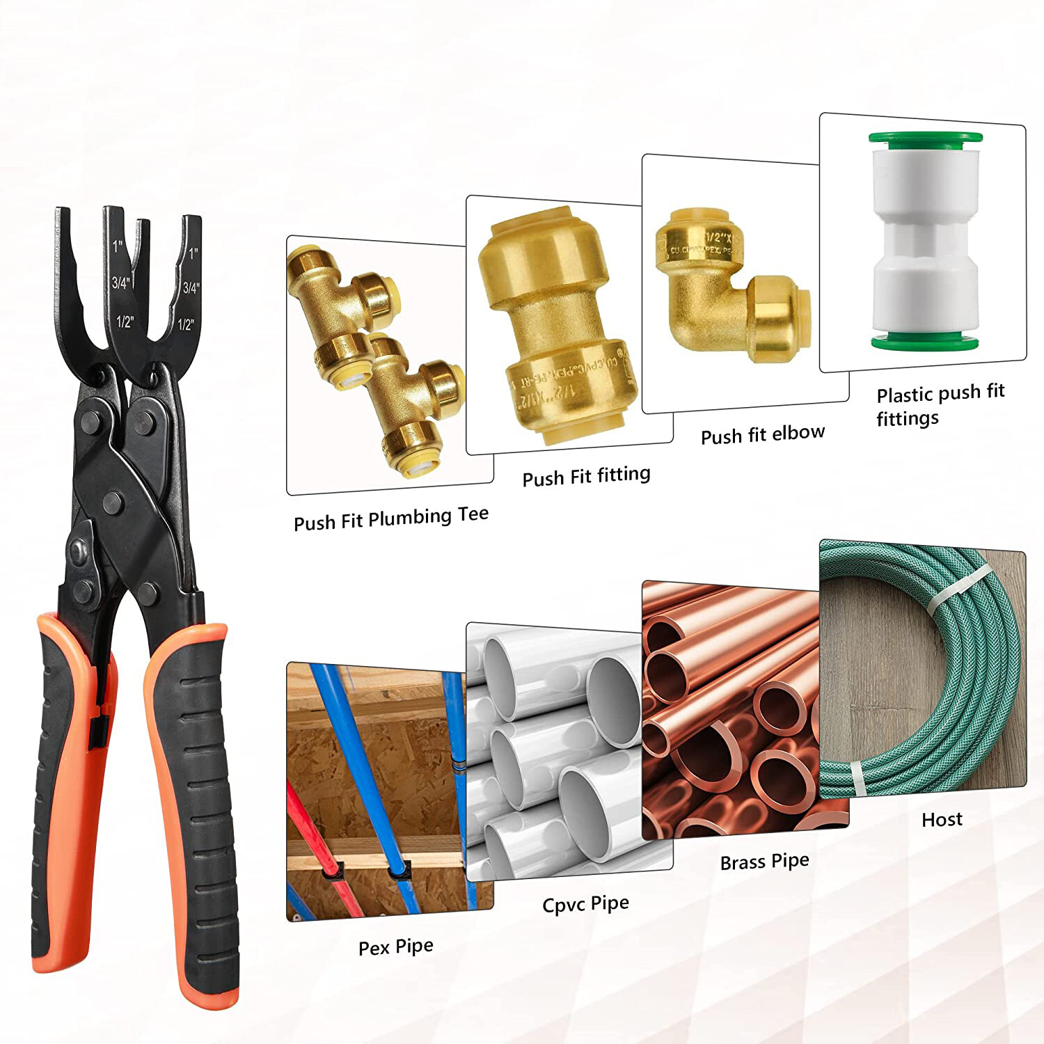 Disconnect Tong Tool for Push to Connect 1/2» 3/4» 1» Fittings Removal Tool