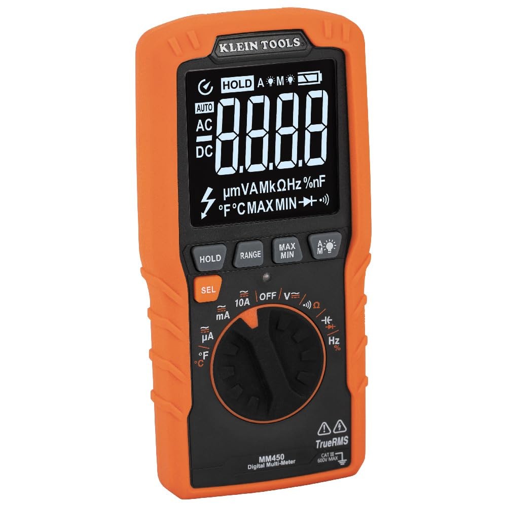 MM450 Slim Digital Multimeter Reverse Contrast Display with Lead Alert Auto