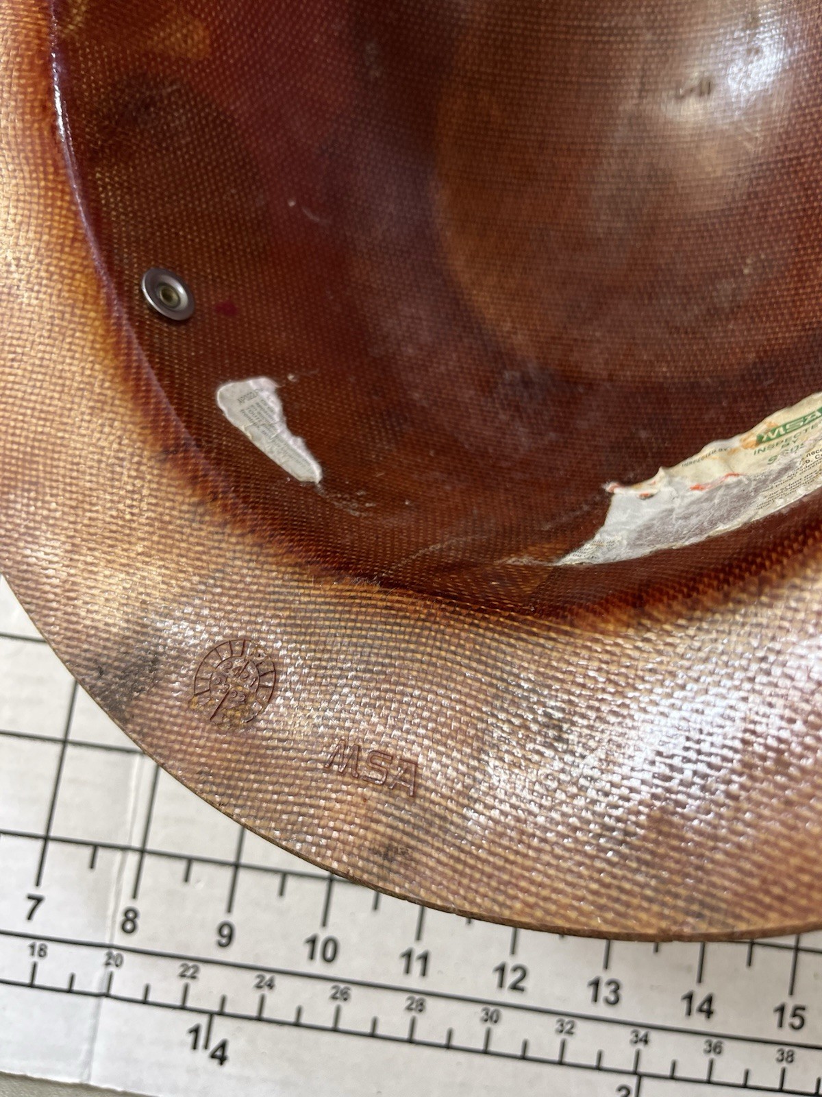 Vintage MSA Skullgard Hard Hat Full Brim Phenolic Resin Fiberglass Safety Helmet